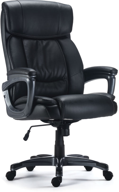 Staples Lockland Ergonomic Leather Managers Big & Tall Chair, 400 lb. Capacity, Black