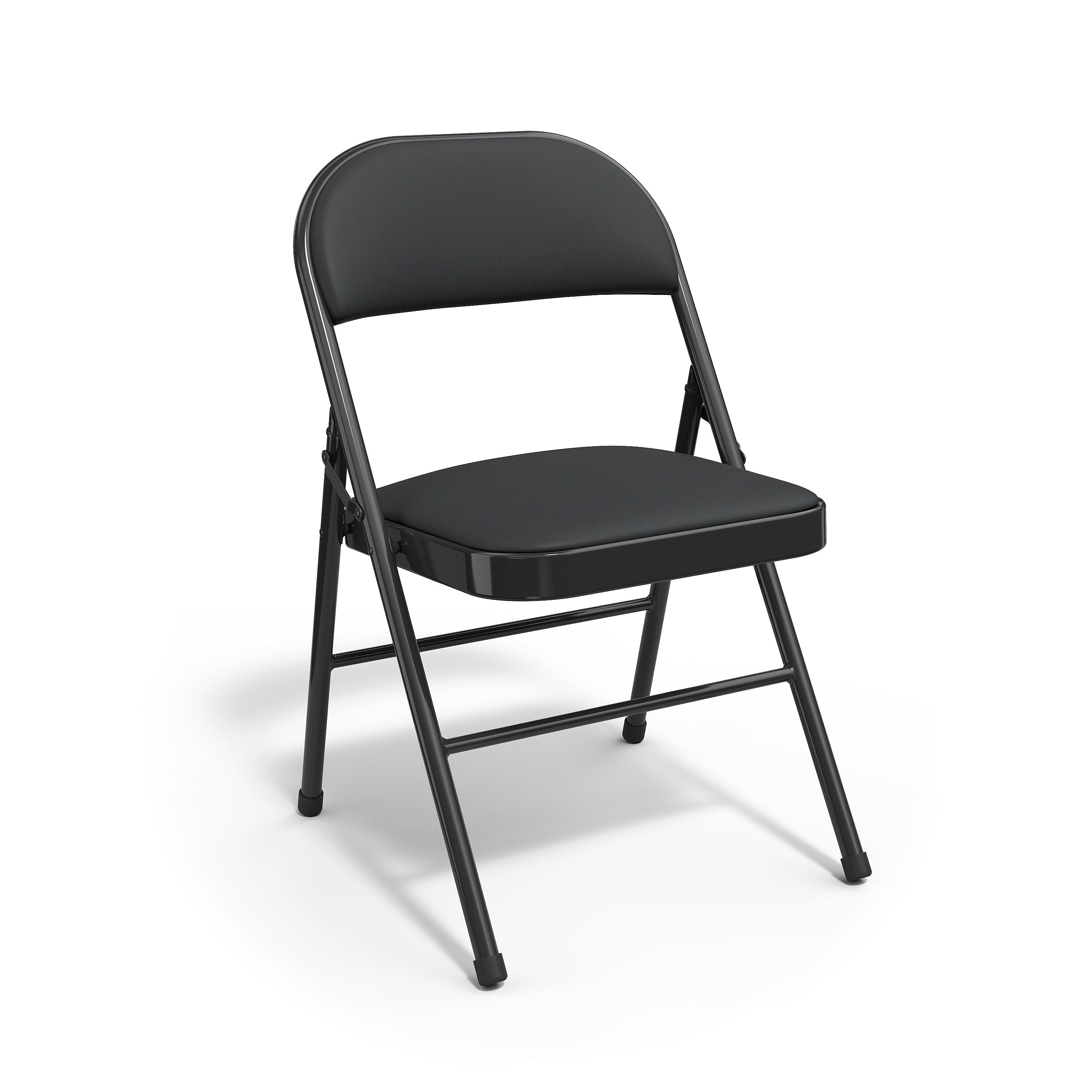 Staples Luxura Faux Leather Folding Chair, Black, 4/Pack