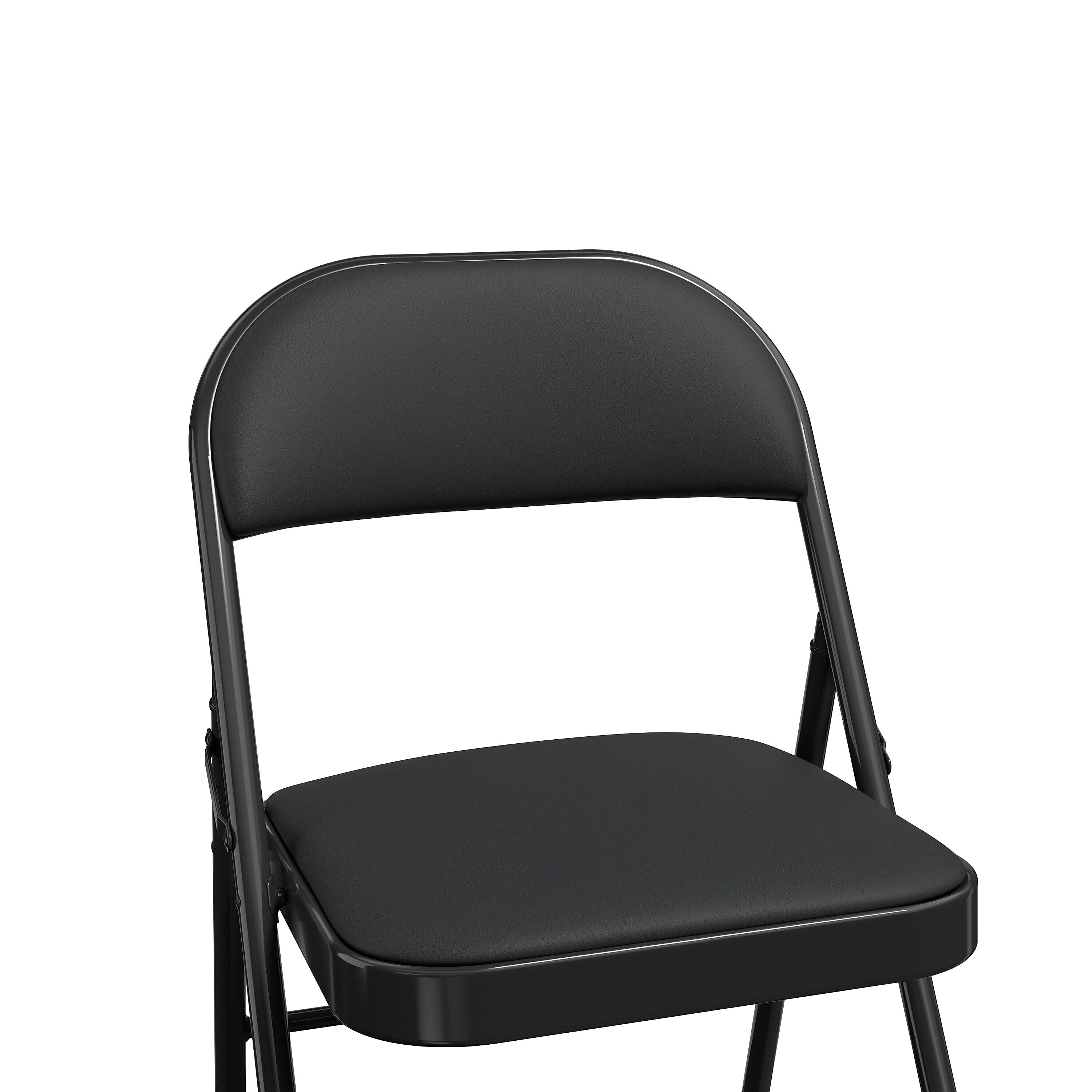 Staples Luxura Faux Leather Folding Chair, Black, 4/Pack