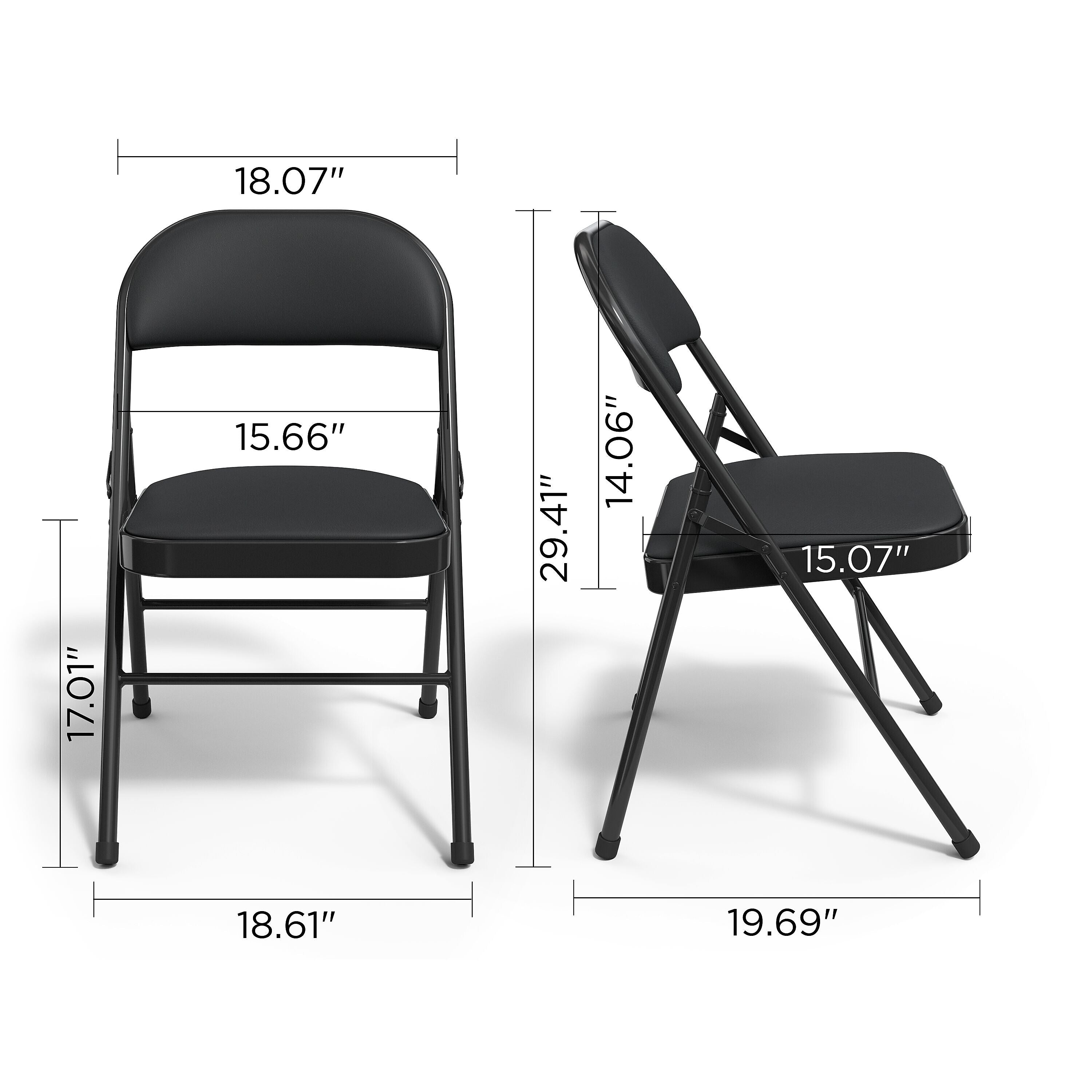 Staples Luxura Faux Leather Folding Chair, Black, 4/Pack