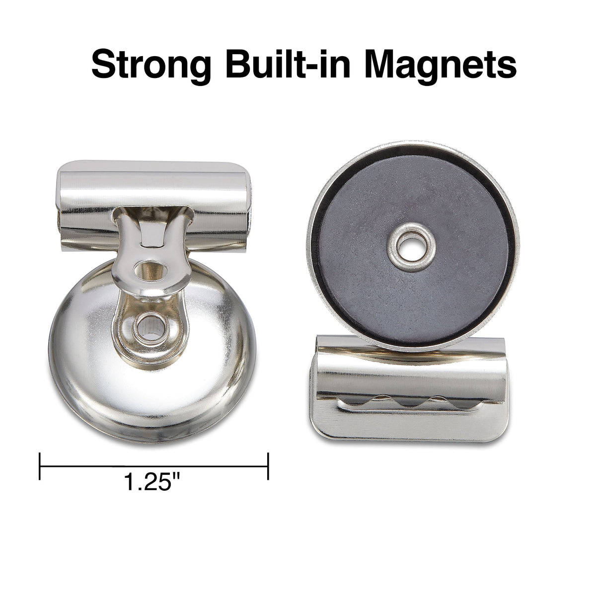 Staples Magnetic Bulldog Clips, 1.25"W, Metallic, 18/Pack