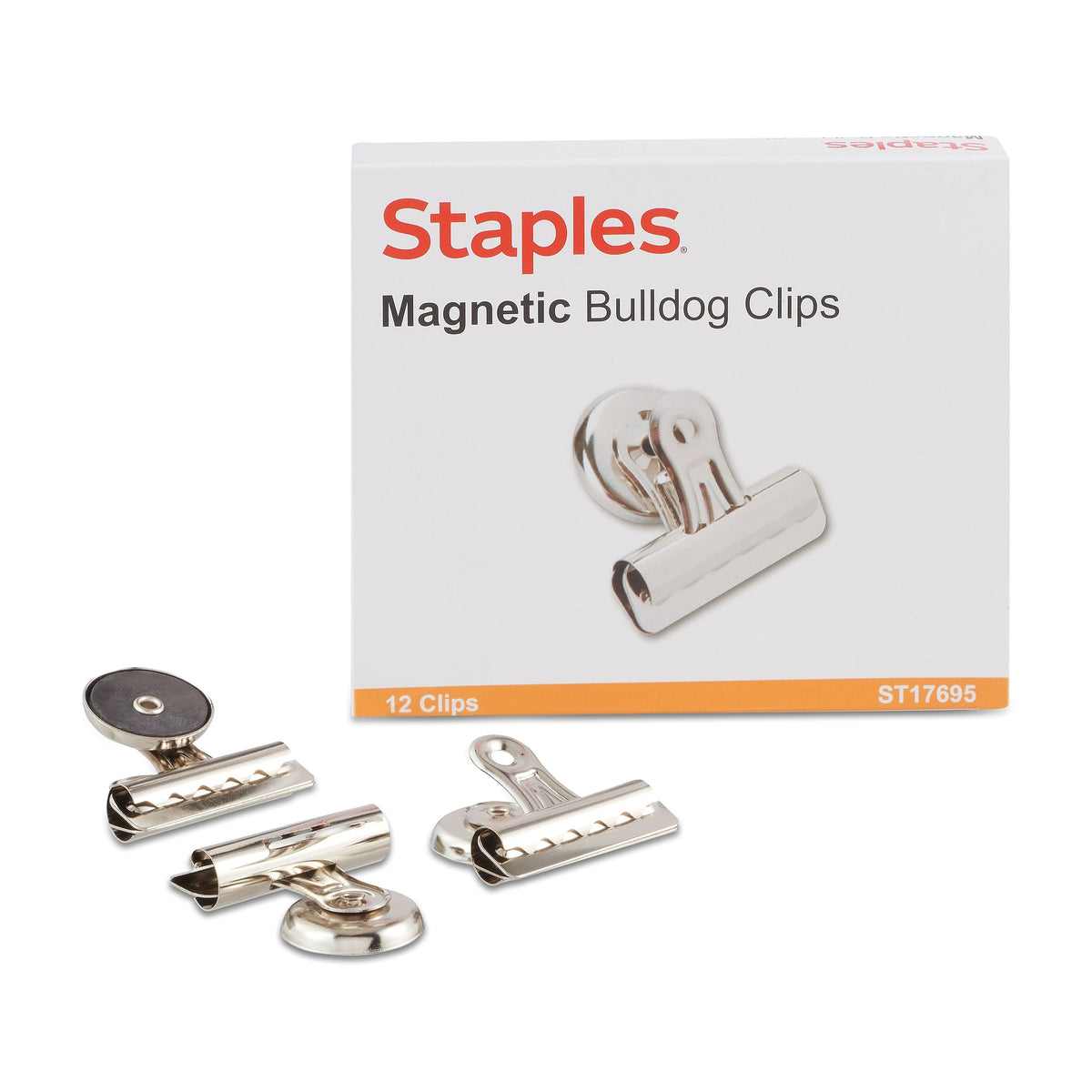 Staples Magnetic Clips, 2.25"W, Silver, 12/Pack