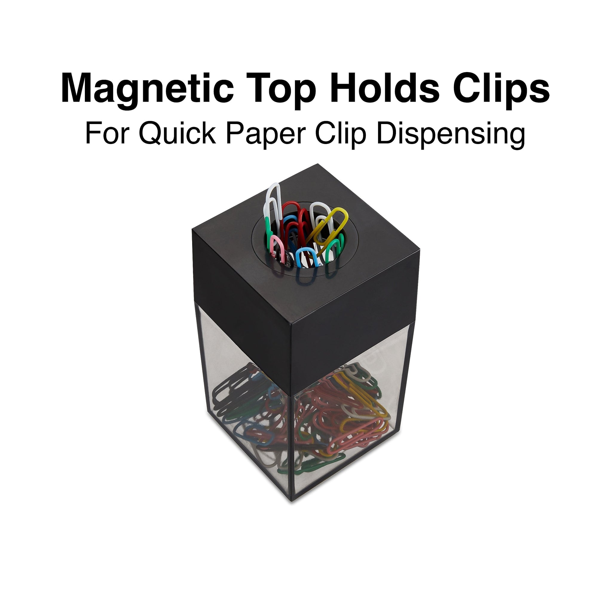 Staples Magnetic Paper Clip Dispenser, Clear/Black