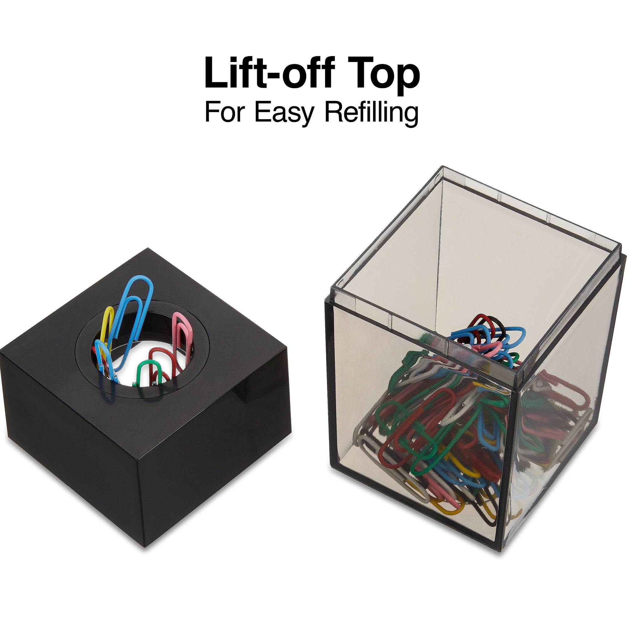 Staples Magnetic Paper Clip Dispenser, Clear/Black