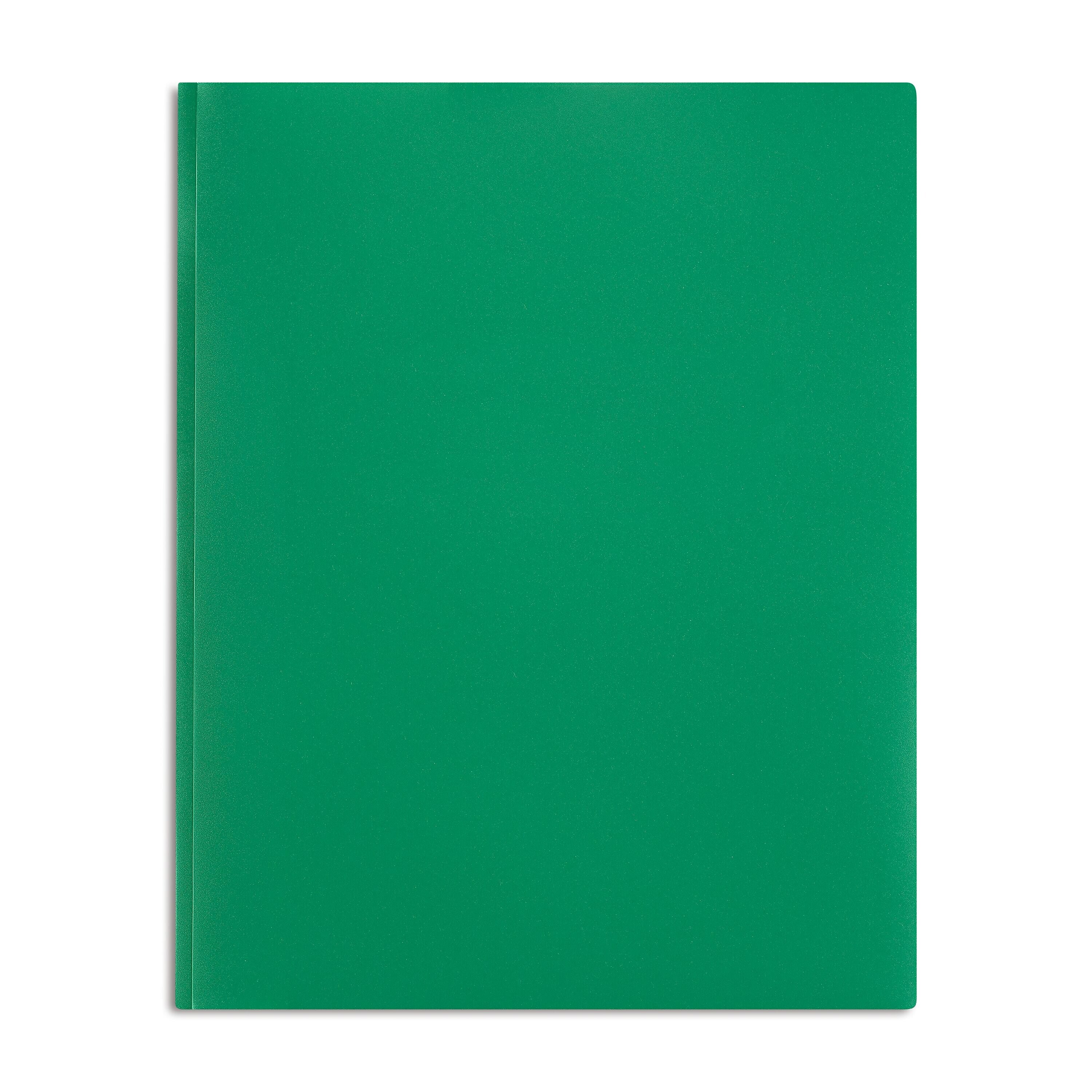 Staples Matte 2-Pocket Plastic Portfolio Folder with Fasteners, Green