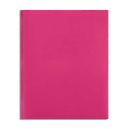 Staples Matte 2-Pocket Plastic Portfolio Folder with Fasteners, Pink