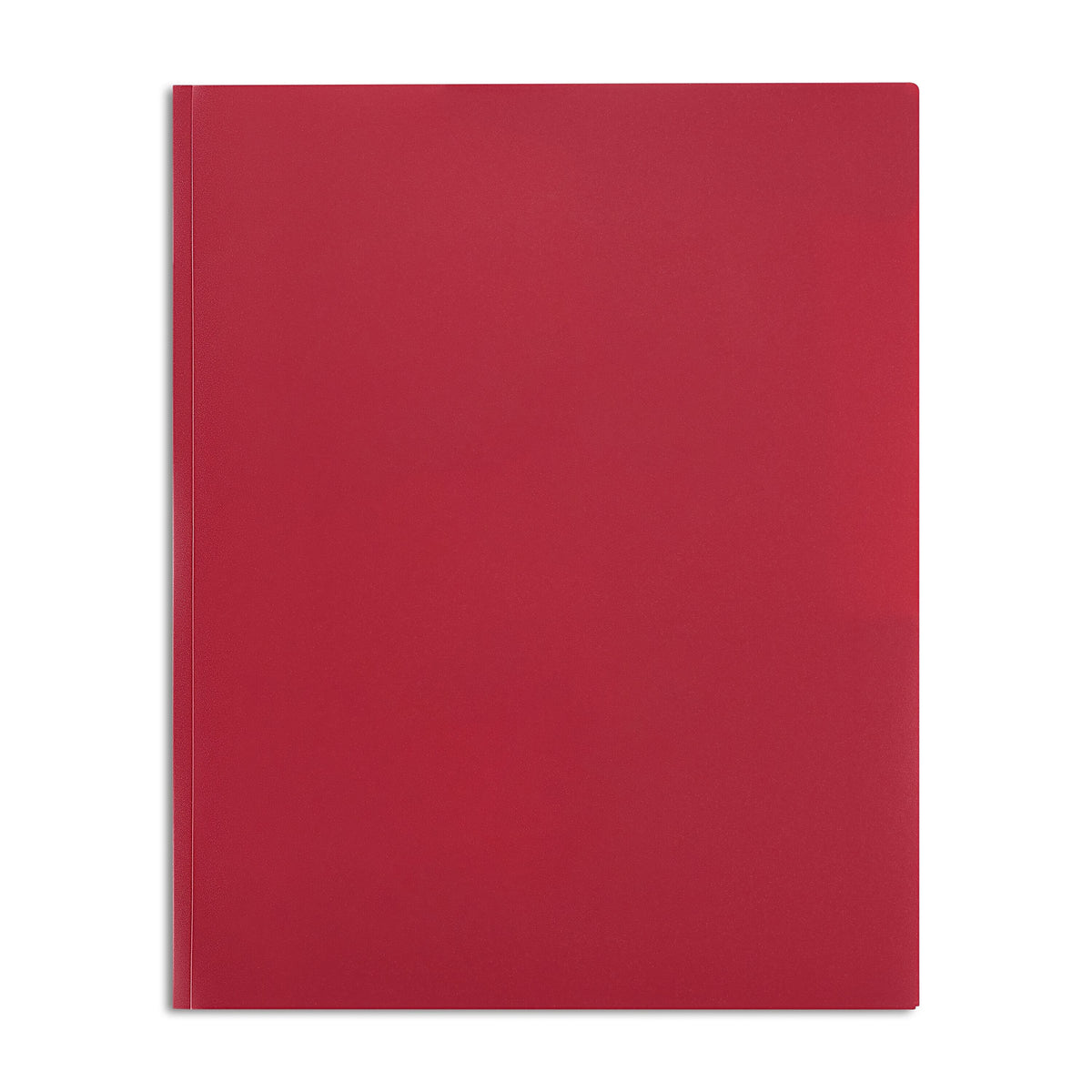 Staples Matte 2-Pocket Plastic Portfolio Folder with Fasteners, Red