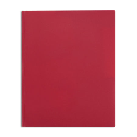 Staples Matte 2-Pocket Plastic Portfolio Folder with Fasteners, Red