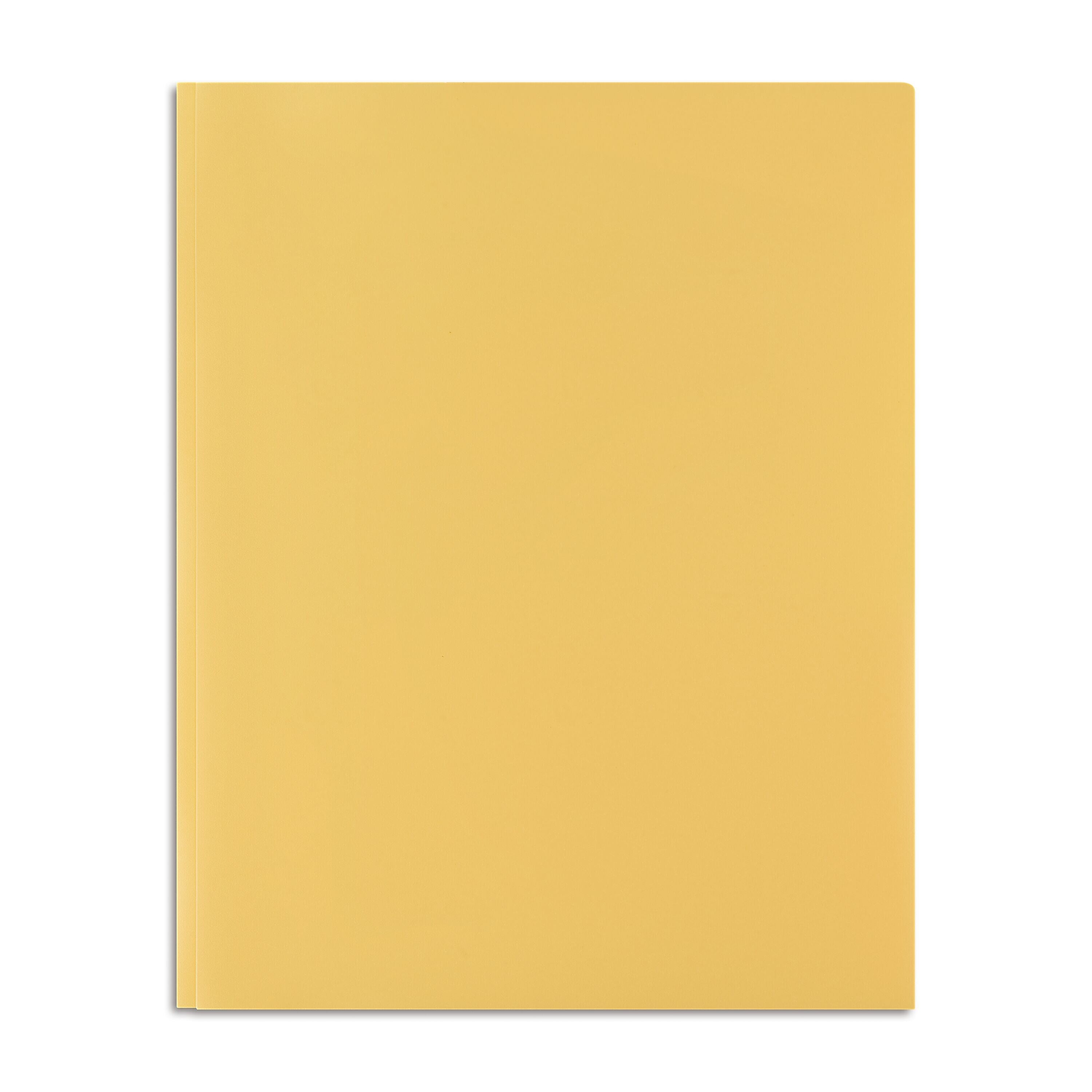 Staples Matte 2-Pocket Plastic Portfolio Folder with Fasteners, Yellow