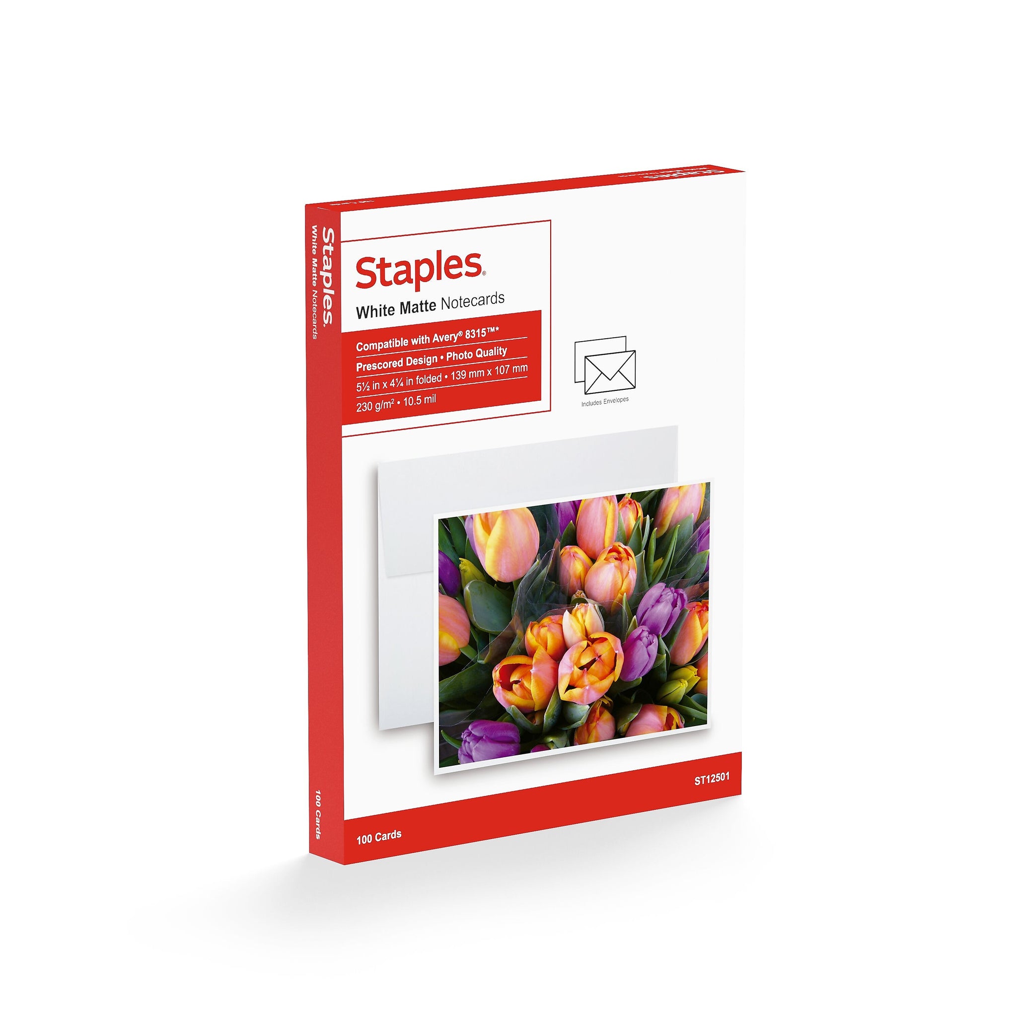 Staples Matte Notecards, 5.5