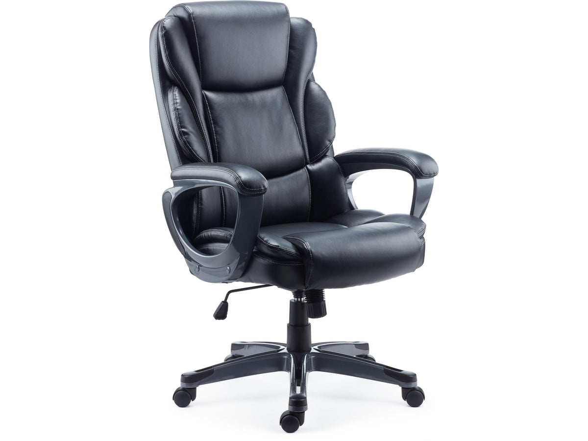 Staples Mcallum Ergonomic Bonded Leather Swivel Manager Chair, Black