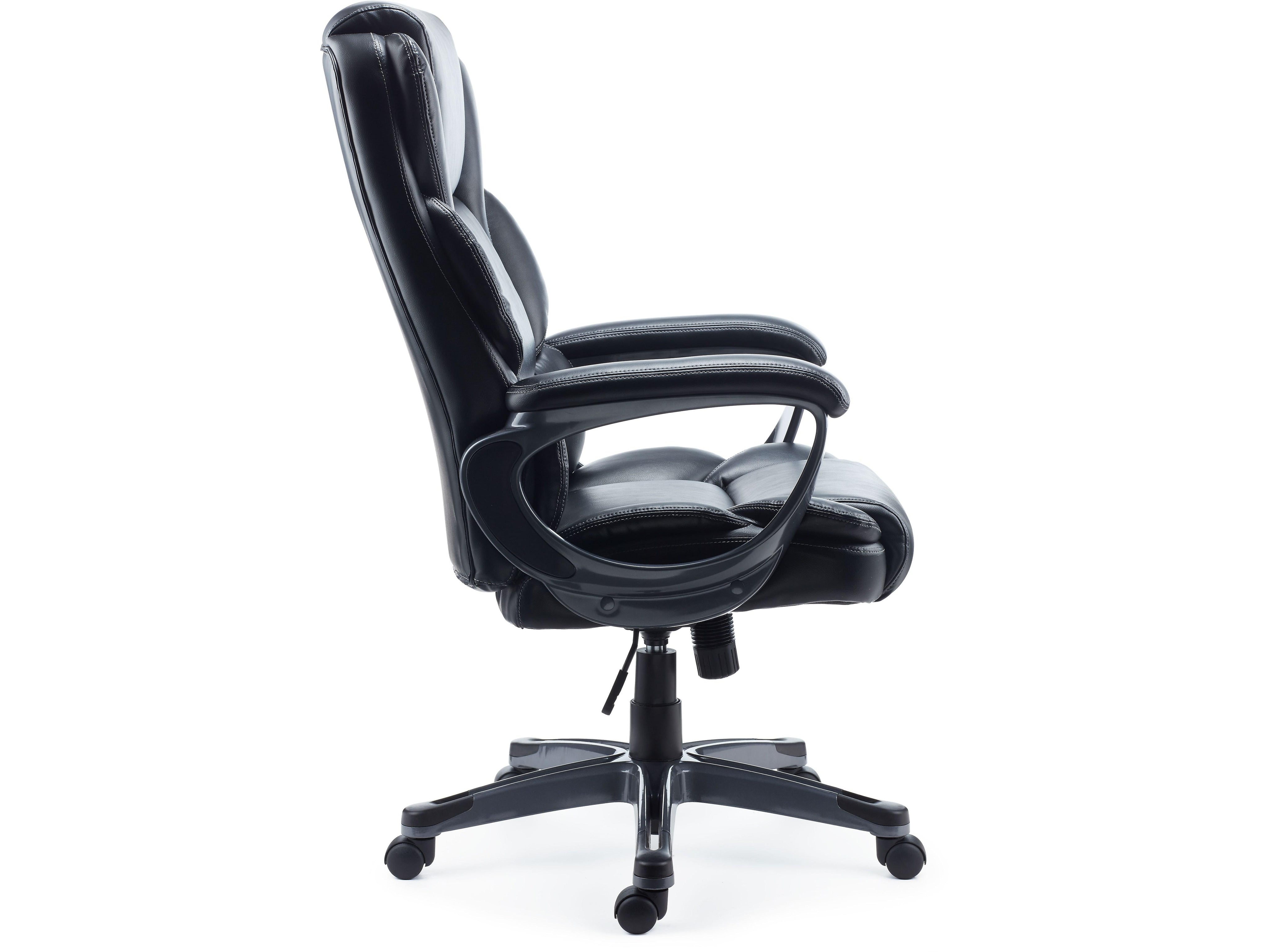 Staples Mcallum Ergonomic Bonded Leather Swivel Manager Chair, Black