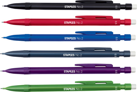 Staples Mechanical Pencil, 0.5mm, #2 Soft Lead, Dozen