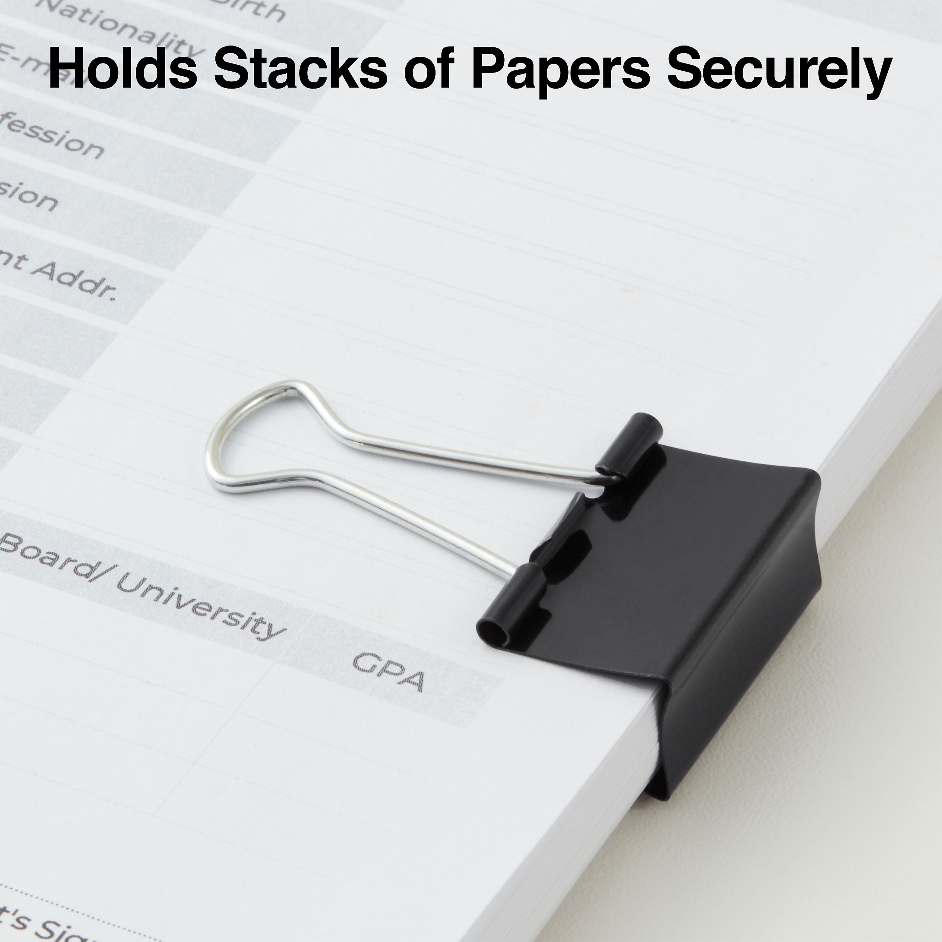 Staples Medium Binder Clips, Medium, Black, 144/Pack