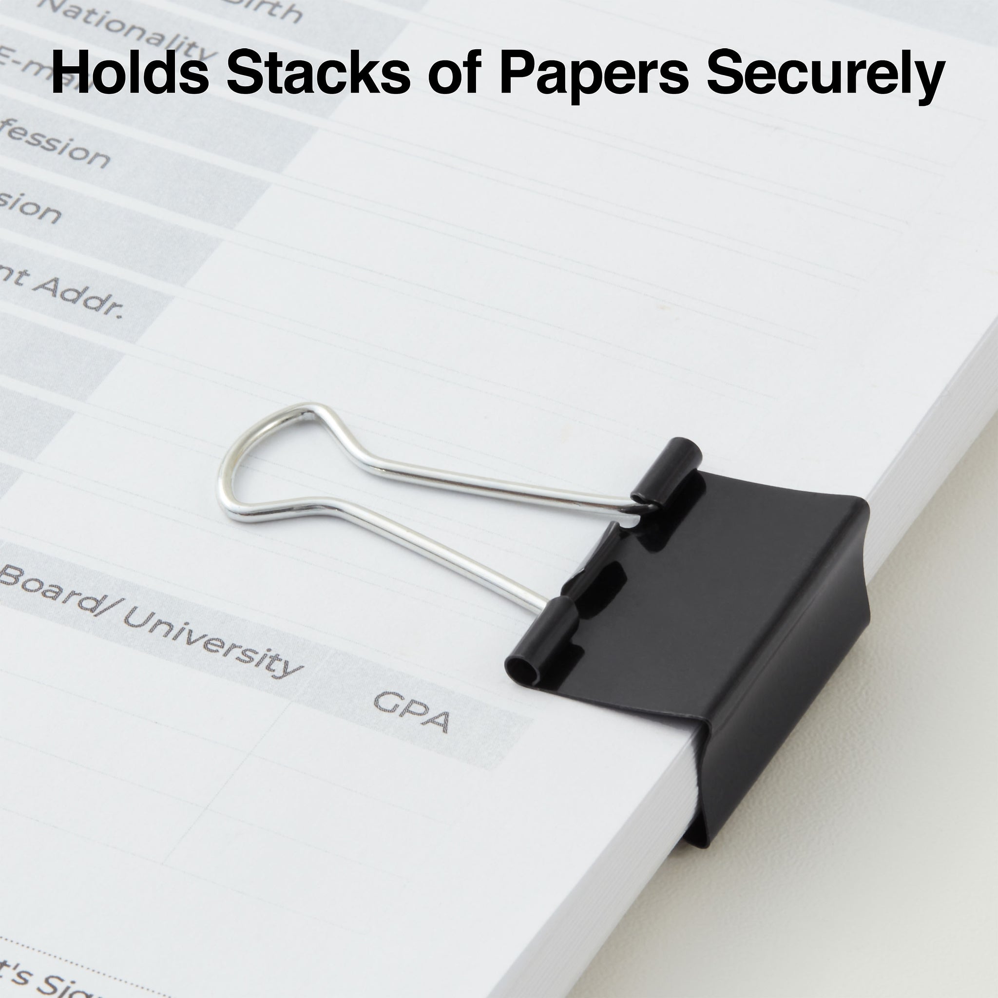 Staples Medium Binder Clips, Medium, Black, 144/Pack