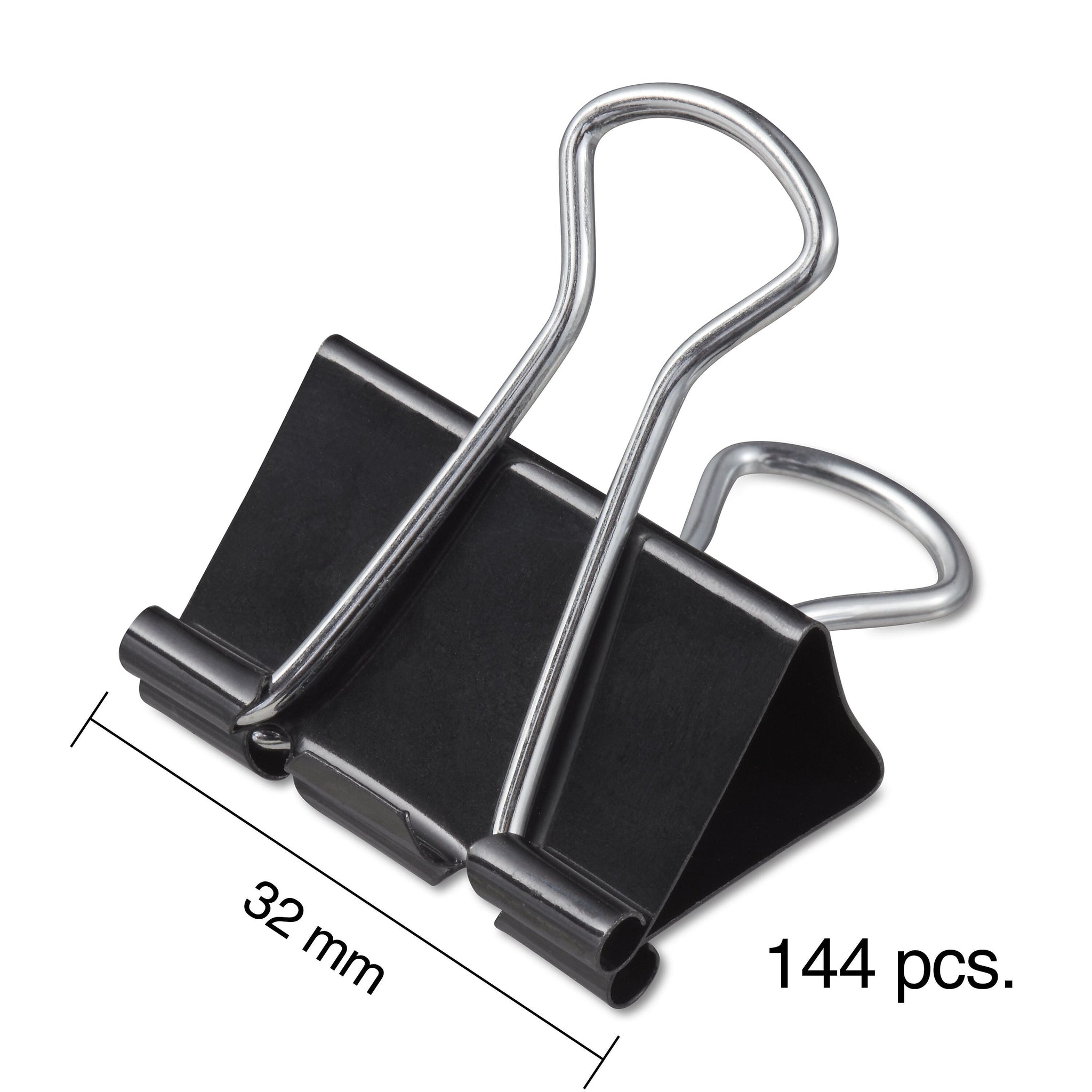 Staples Medium Binder Clips, Medium, Black, 144/Pack