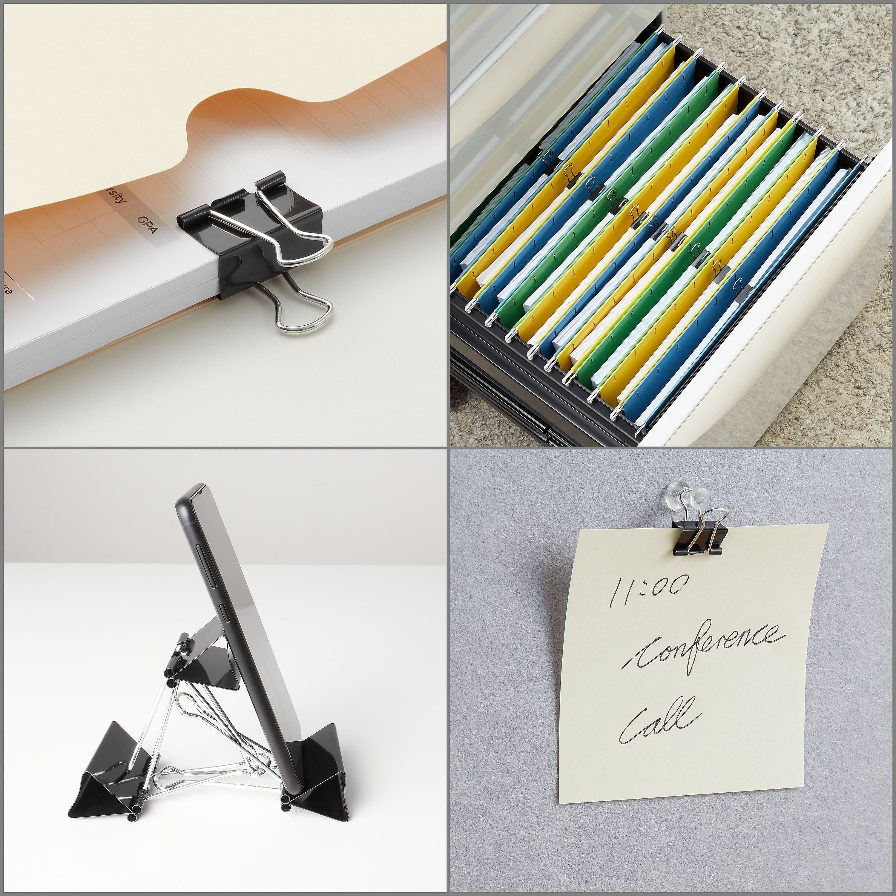 Staples Medium Binder Clips, Medium, Black, 144/Pack