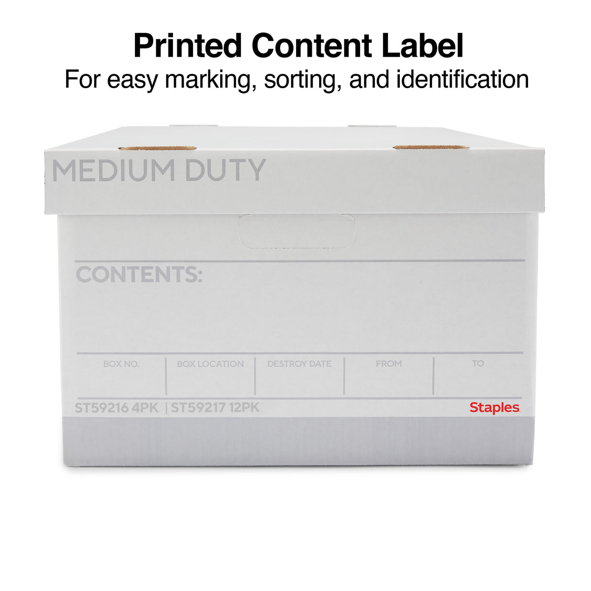 Staples Medium Duty File Box, Lift Off Lid, Legal, White/Gray, 12/Carton