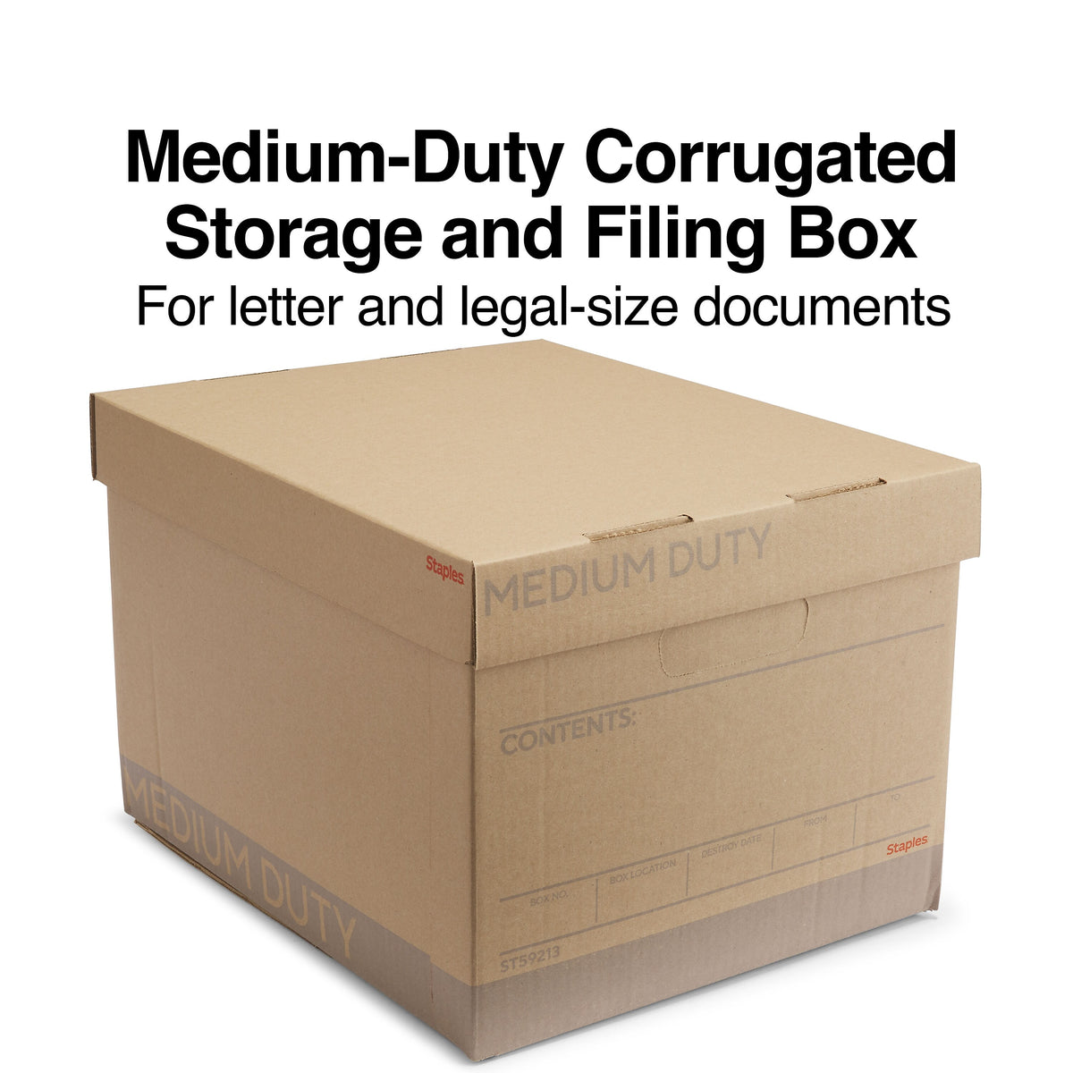 Staples Medium Duty File Box, Lift Off Lid, Letter/Legal, Brown/Gray, 12/Carton