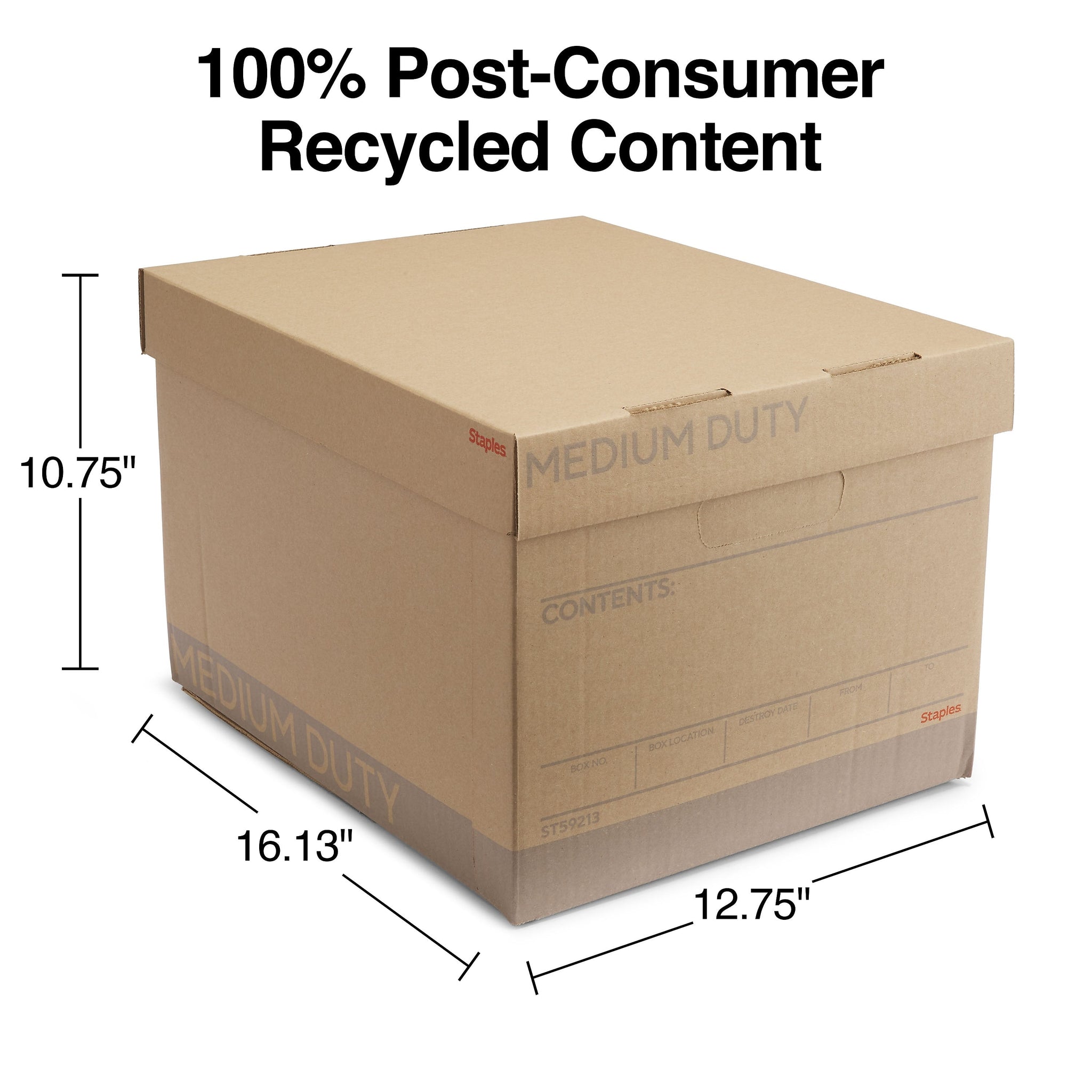 Staples Medium Duty File Box, Lift Off Lid, Letter/Legal, Brown/Gray, 12/Carton