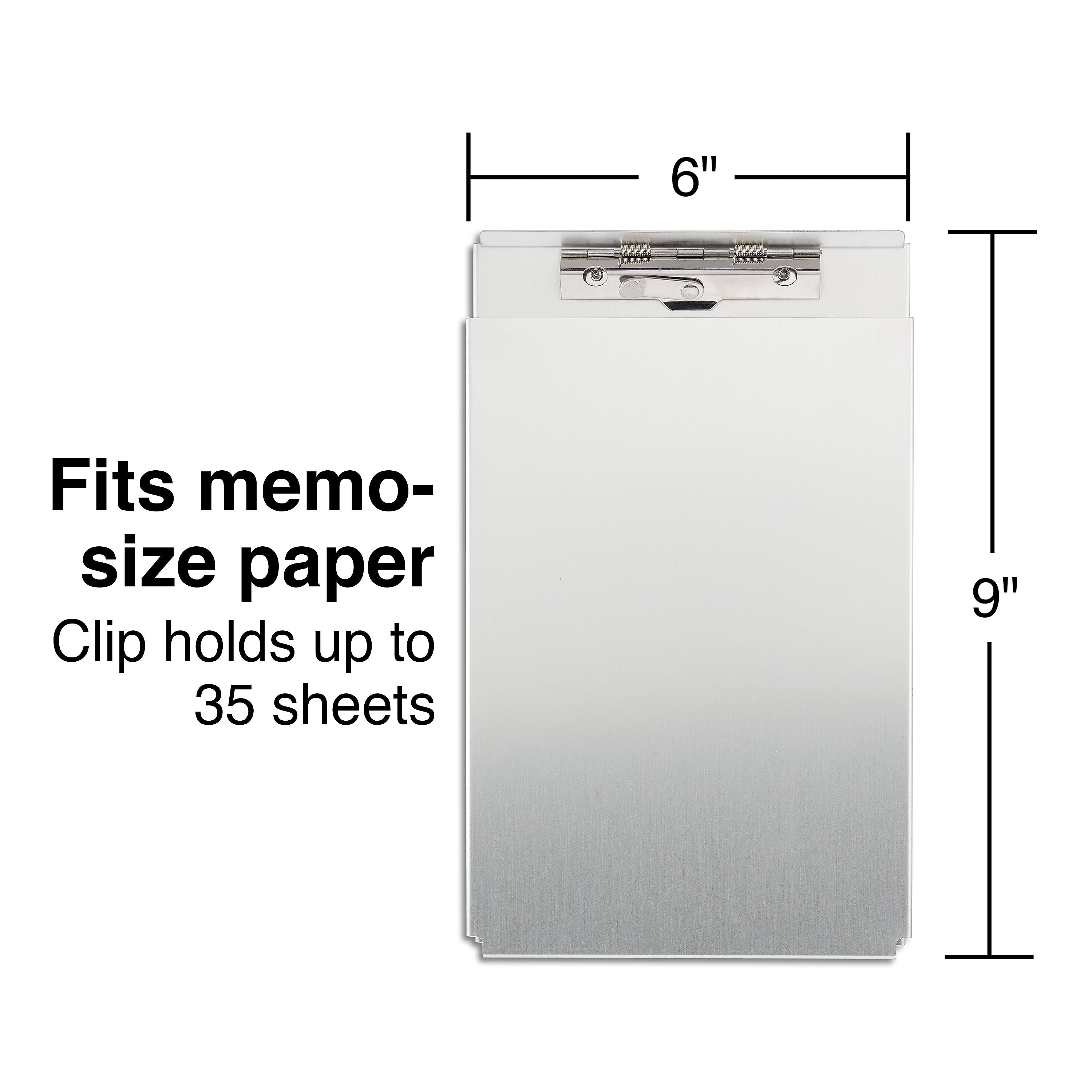 Staples Memo Aluminum Storage Clipboard, Memo Size, Silver