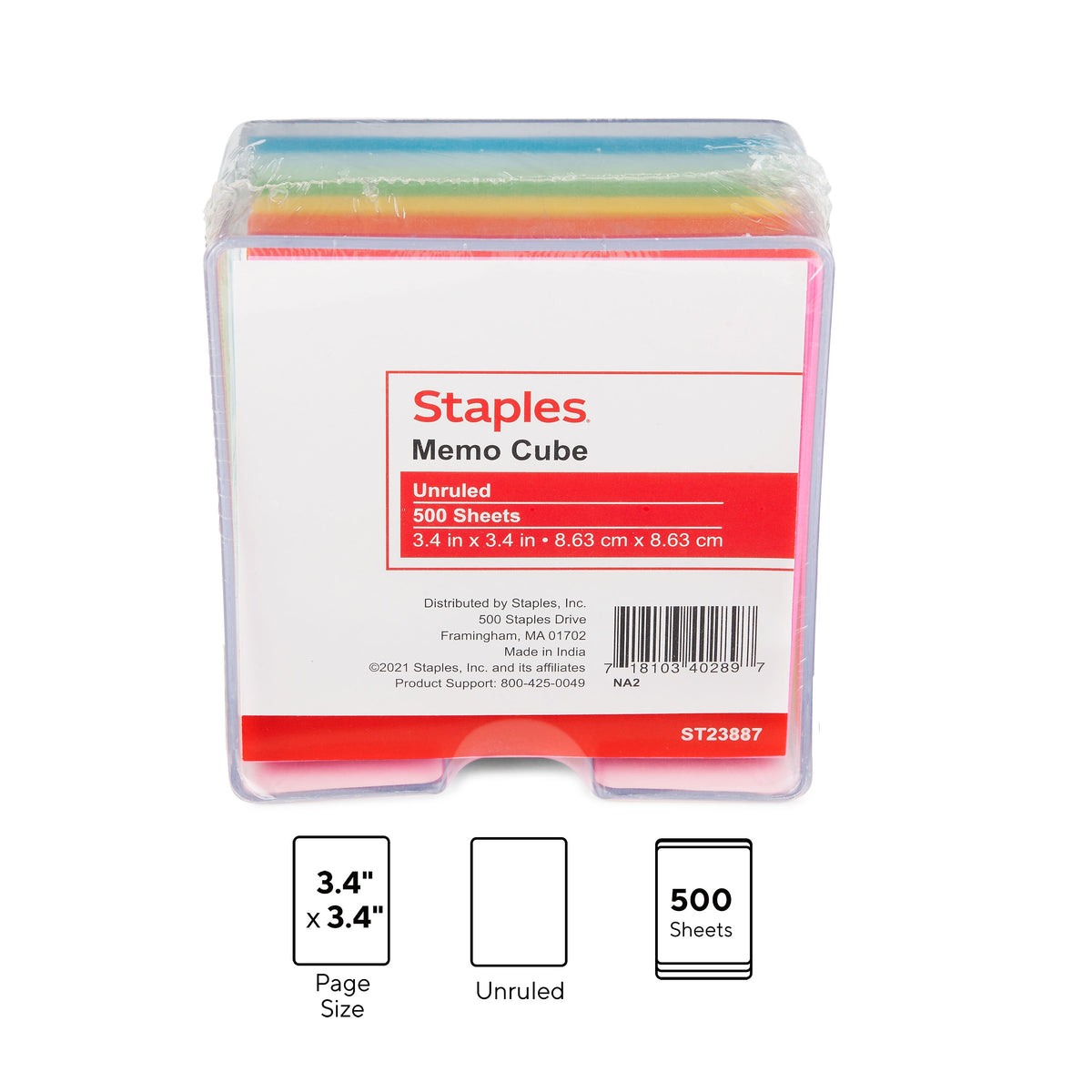 Staples Memo Cube Memo Pad, 3.4
