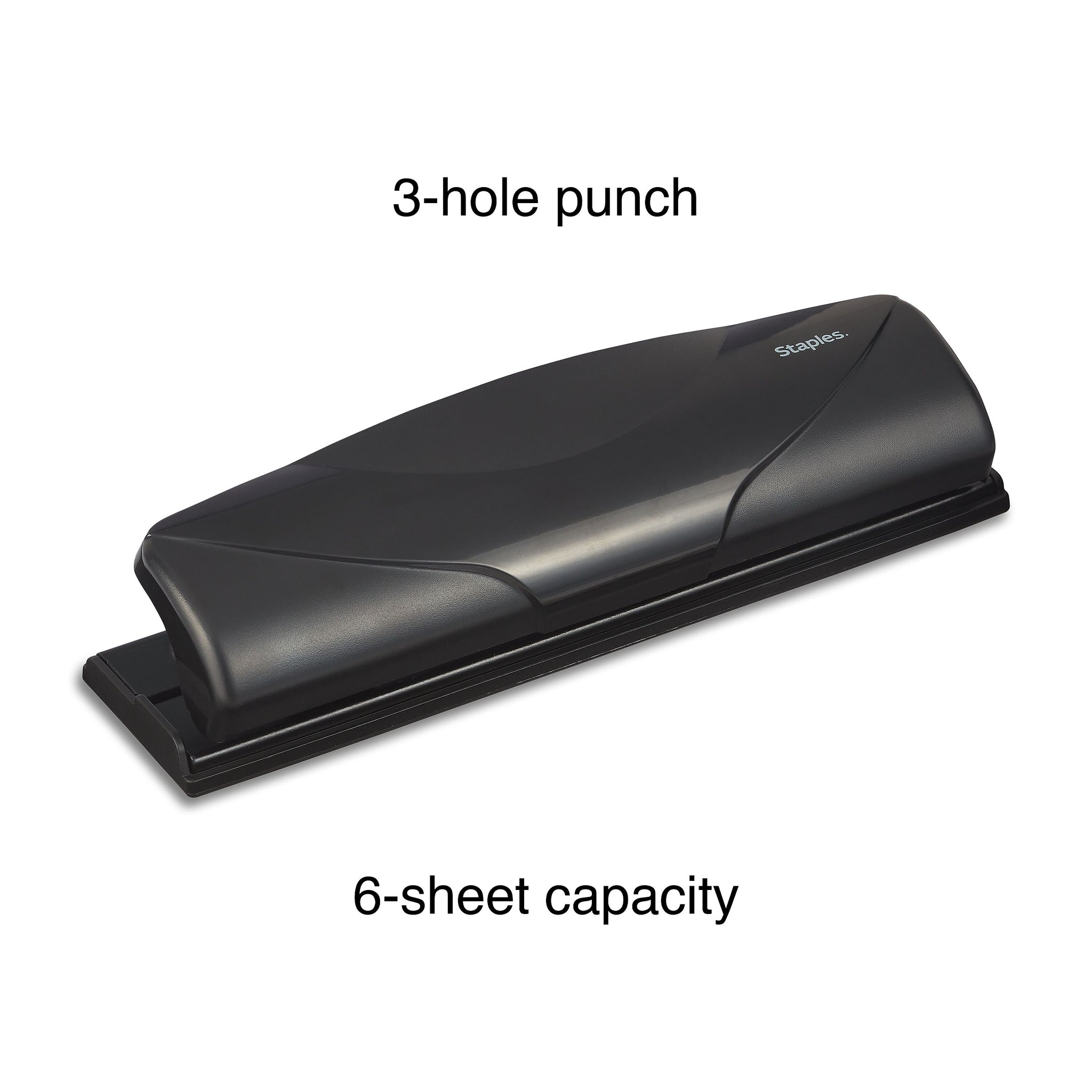 Staples Mini 3-Hole Punch, 6 Sheet Capacity, Black