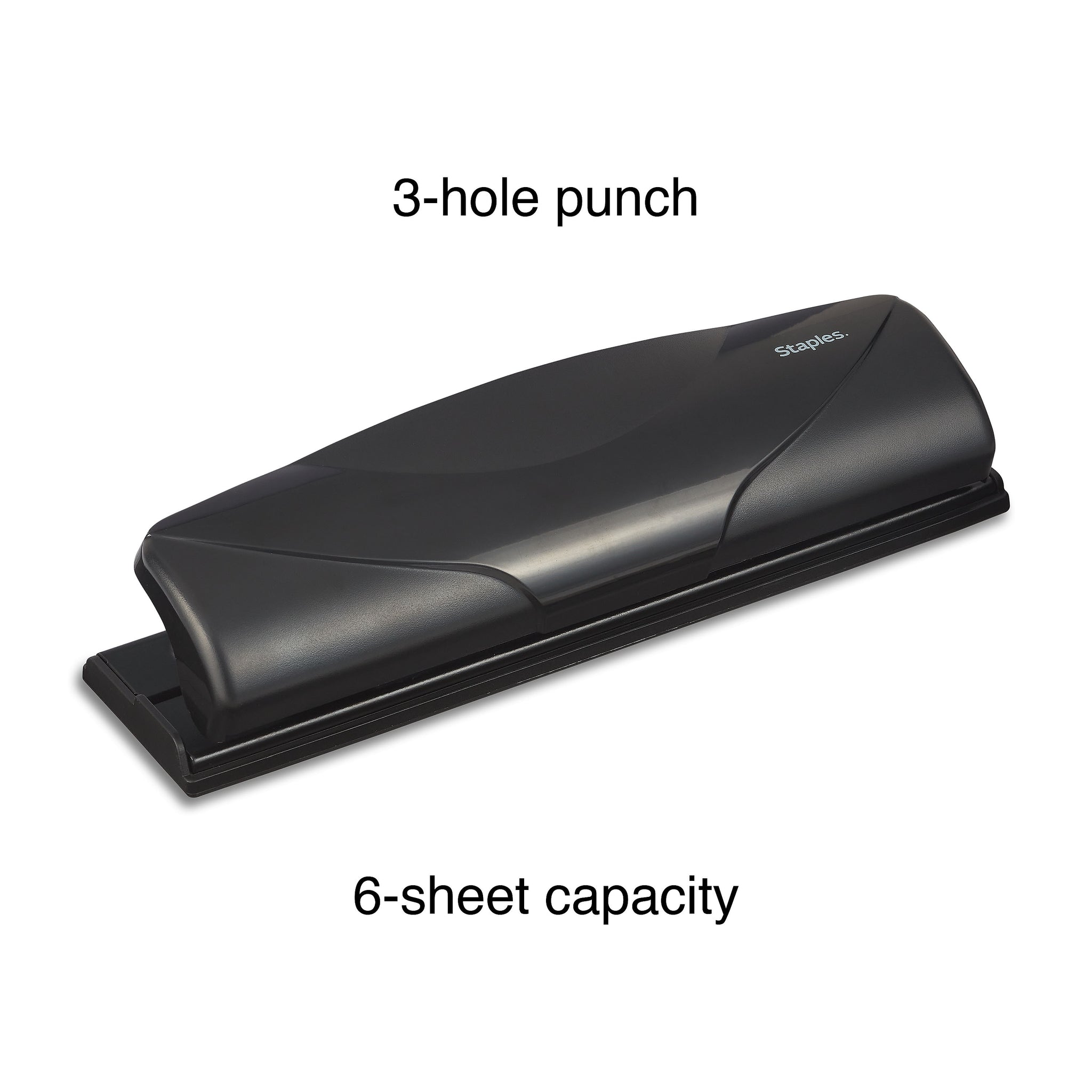 Staples Mini 3-Hole Punch, 6 Sheet Capacity, Black