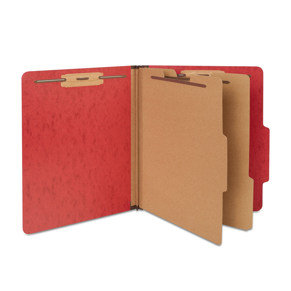 Staples Moisture Resistant Classification Folder, 2-Dividers, 2.5" Expansion, Letter Size, Dark Red, 10/Box