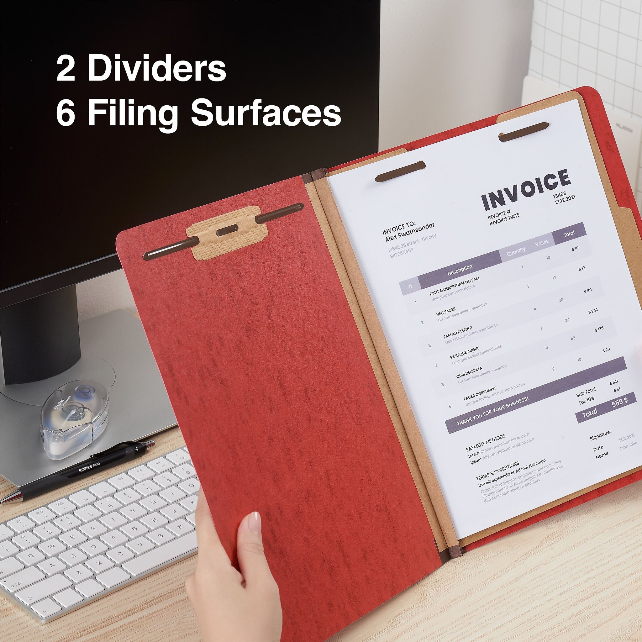 Staples Moisture Resistant Classification Folder, 2-Dividers, 2.5