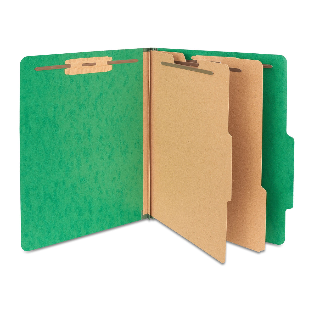 Staples Moisture Resistant Classification Folder, 2-Dividers, 2.5" Expansion, Letter Size, Green, 10/Box