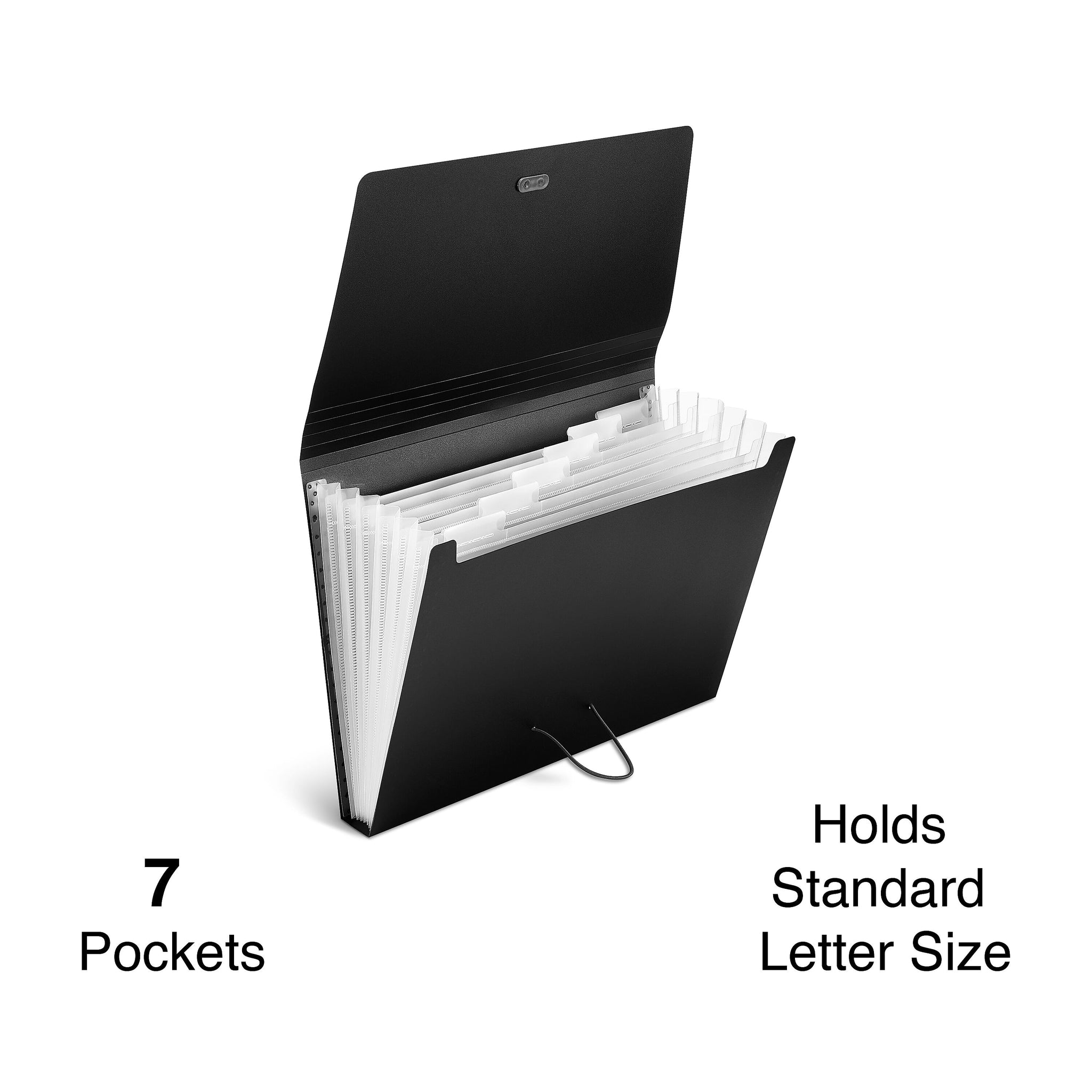 Staples Moisture Resistant Reinforced Plastic Accordion File, 7-Pocket, Letter Size, Black
