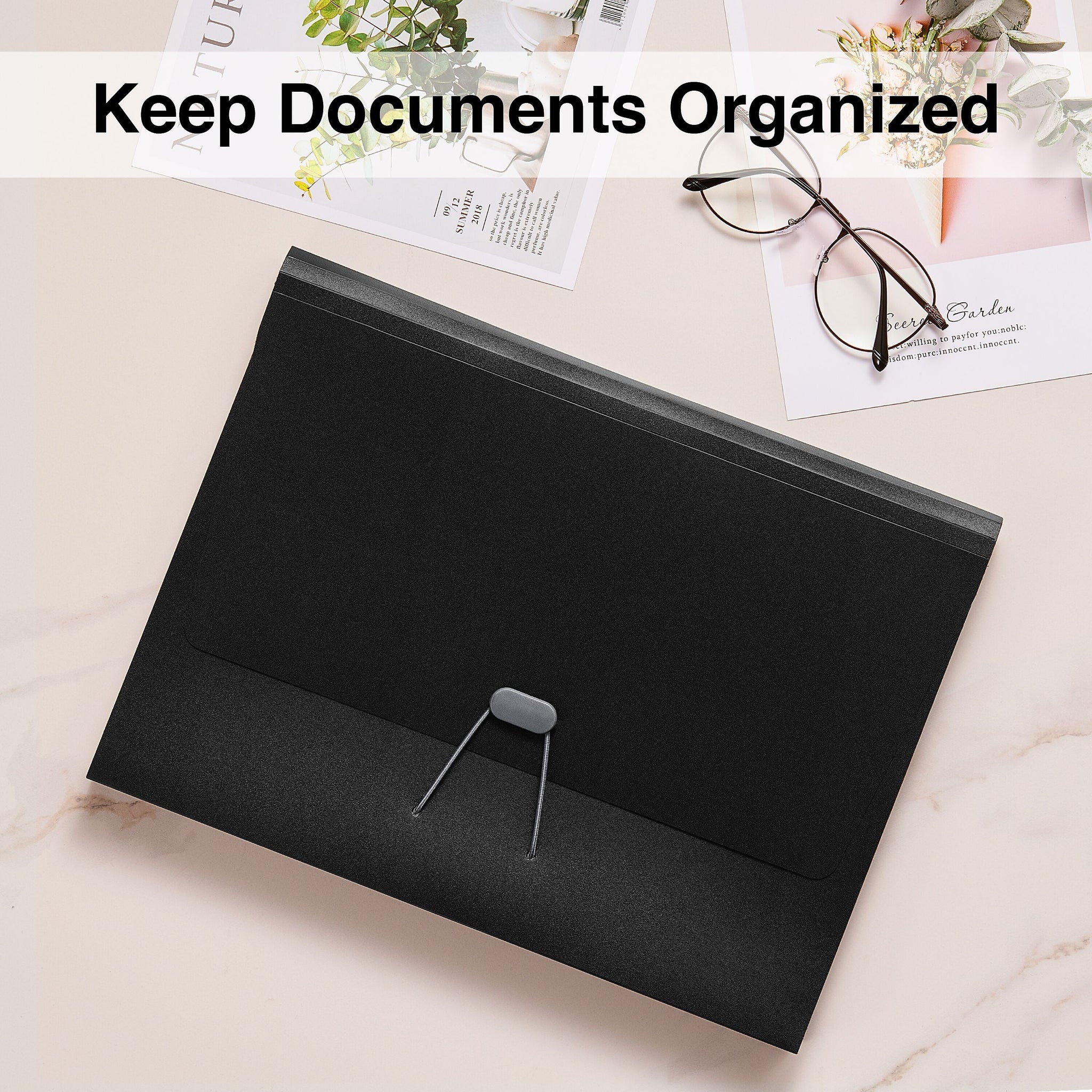 Staples Moisture Resistant Reinforced Plastic Accordion File, 7-Pocket, Letter Size, Black