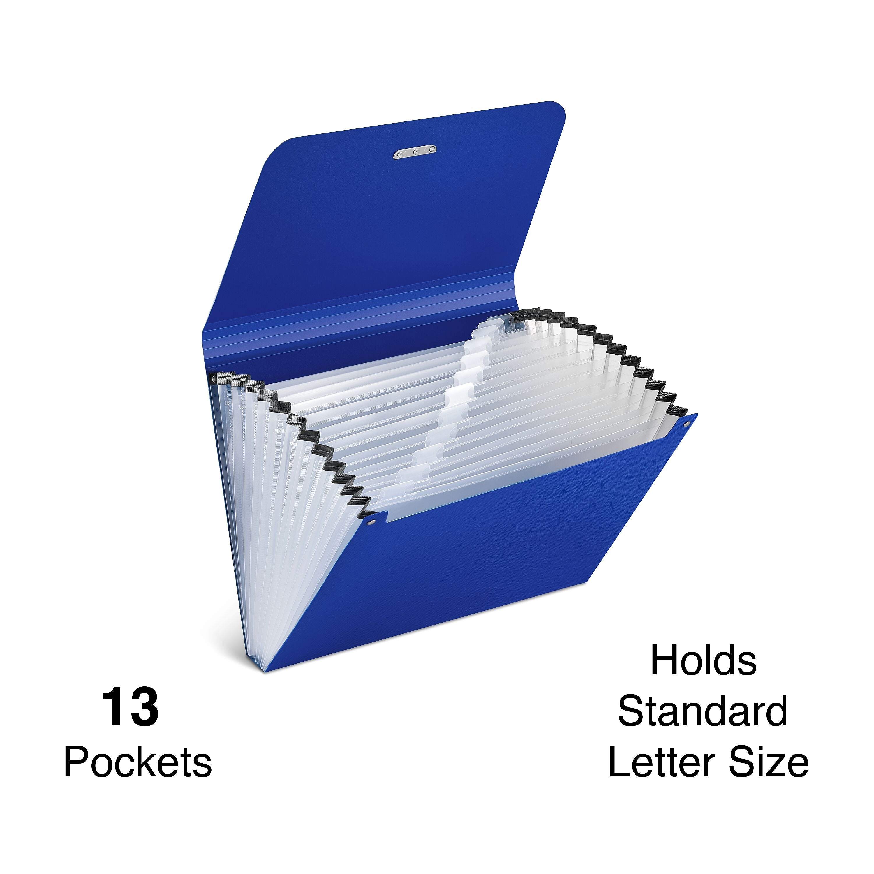 Staples Moisture Resistant Reinforced Plastic Filing Accordion File, 13-Pocket, Letter Size, Blue