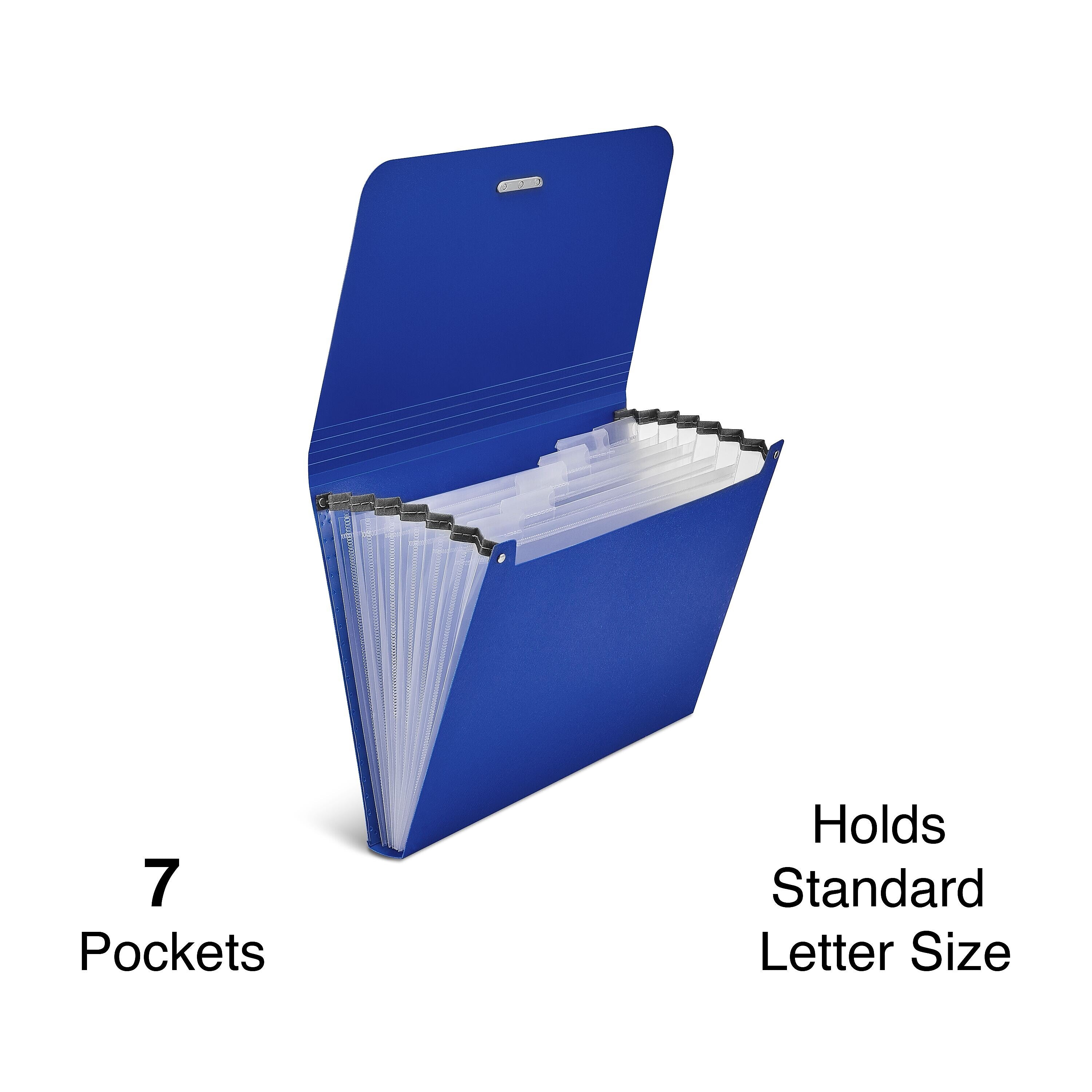Staples Moisture Resistant Reinforced Plastic Filing Accordion File, 7-Pocket, Letter Size, Blue