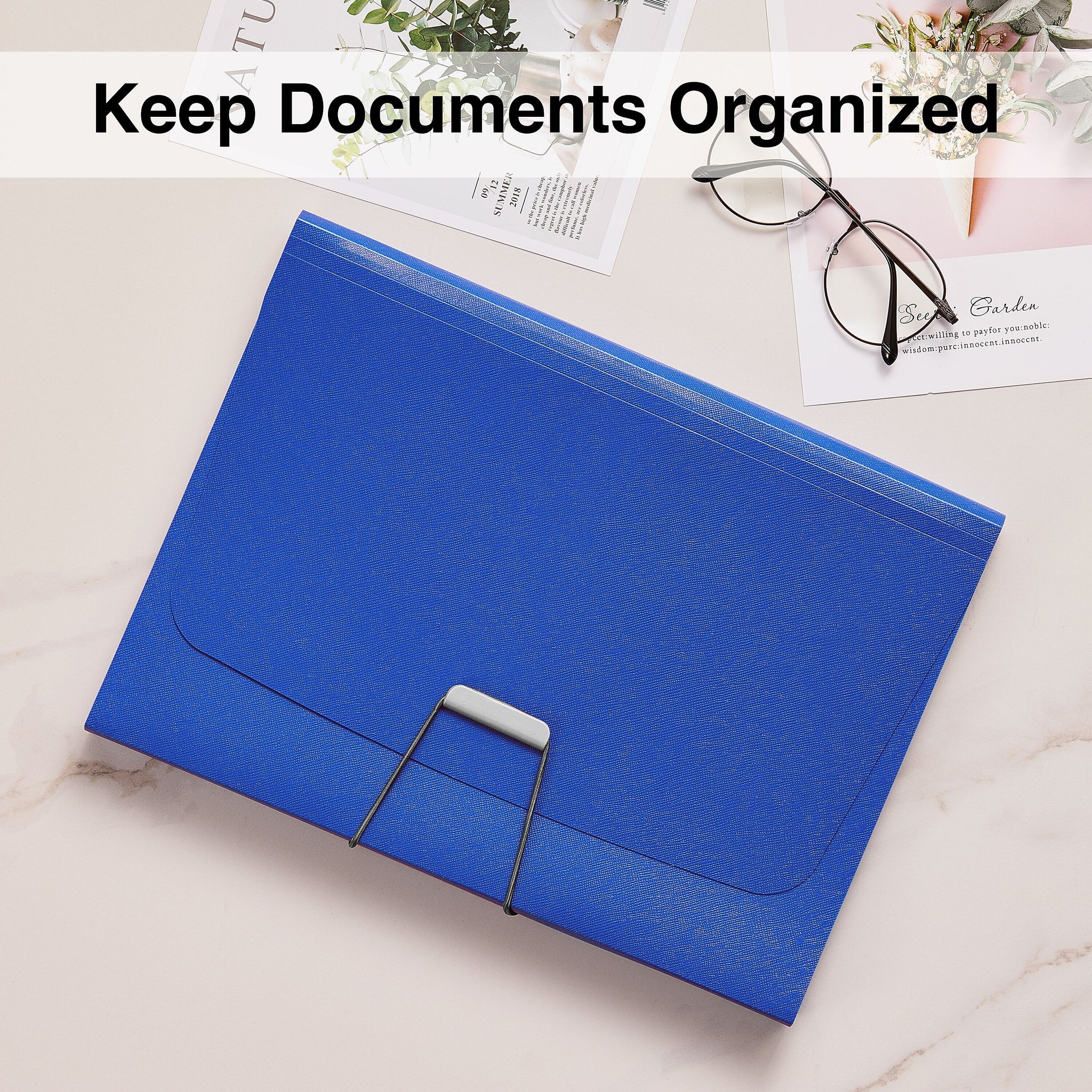 Staples Moisture Resistant Reinforced Plastic Filing Accordion File, 7-Pocket, Letter Size, Blue