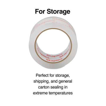 Staples Moving & Storage Packing Tape with Dispenser, 1.88"W x 54.6 yds., Clear, 4 Rolls