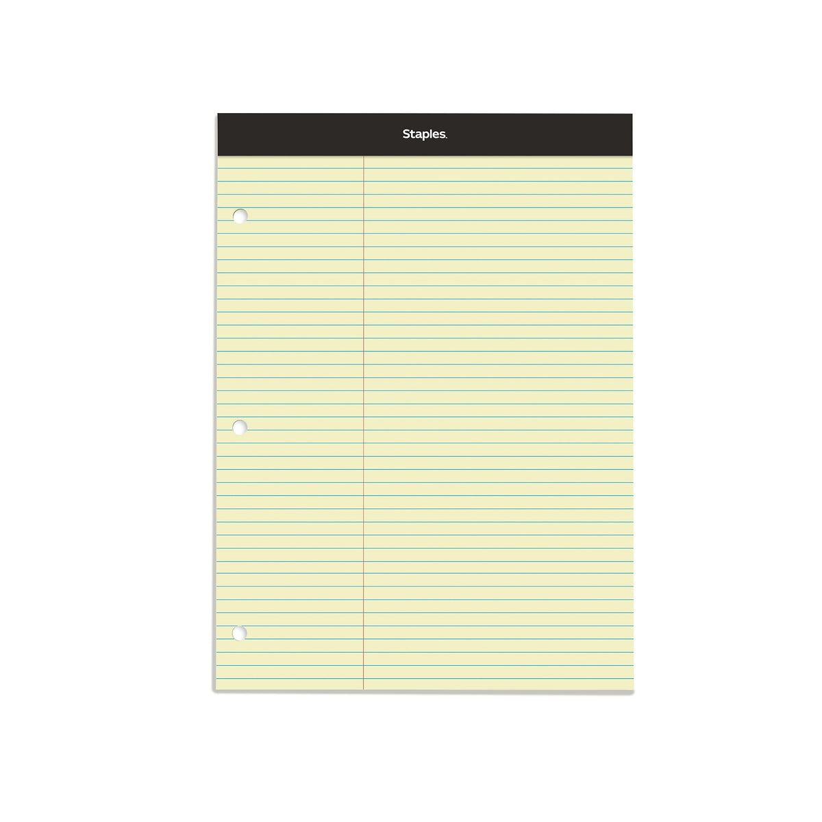 Staples Notepad, 8.5" x 11.75", Law Ruled, Canary, 100 Sheets/Pad, Each