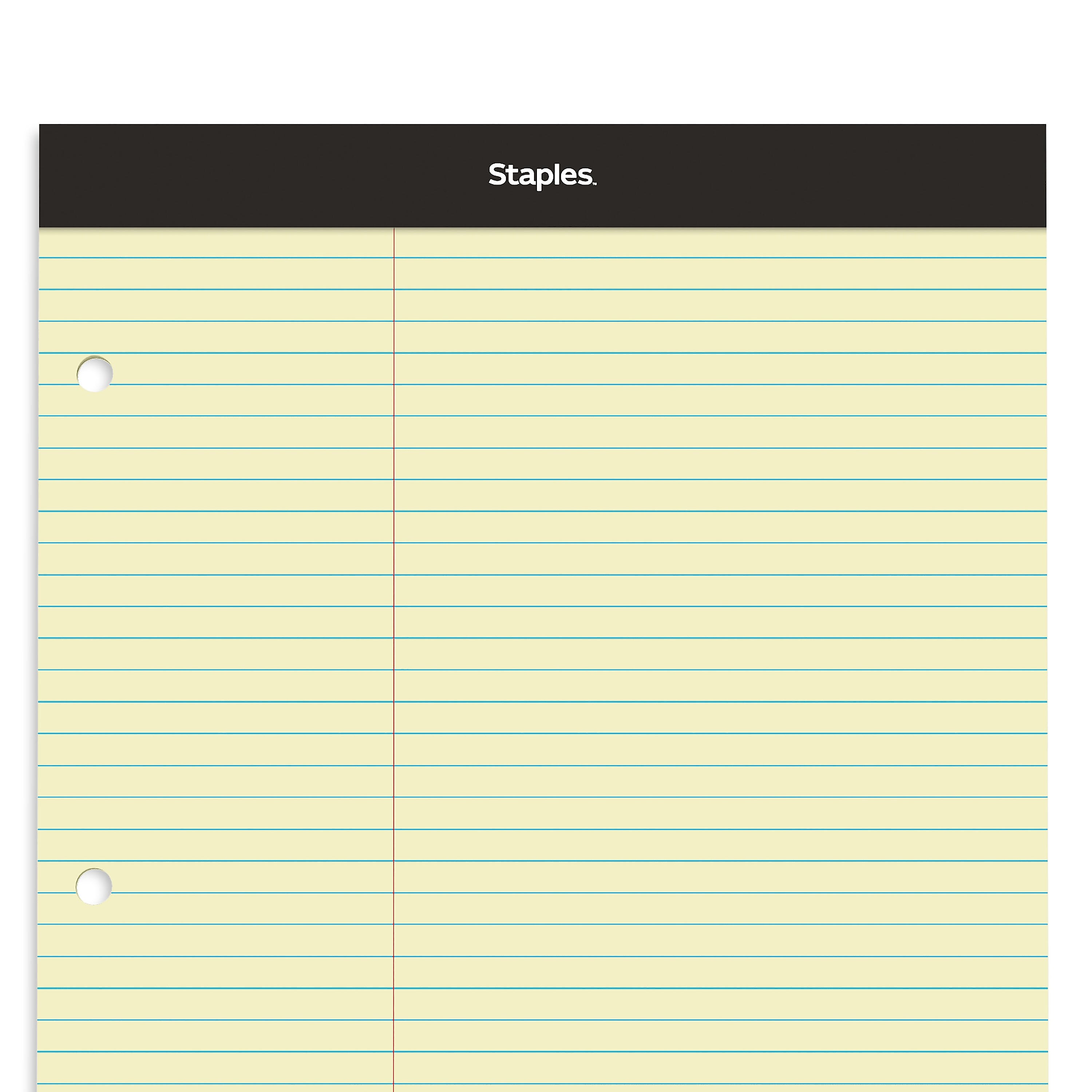 Staples Notepad, 8.5" x 11.75", Law Ruled, Canary, 100 Sheets/Pad, Each