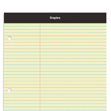 Staples Notepad, 8.5" x 11.75", Law Ruled, Canary, 100 Sheets/Pad, Each