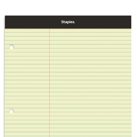 Staples Notepad, 8.5" x 11.75", Law Ruled, Canary, 100 Sheets/Pad, Each