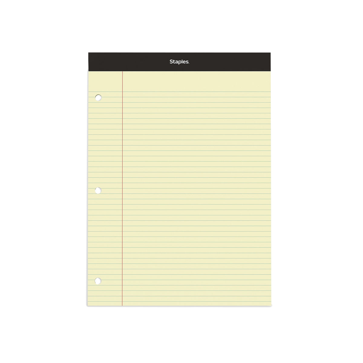 Staples Notepad, 8.5" x 11.75", Narrow Ruled, Canary, 100 Sheets/Pad, Each