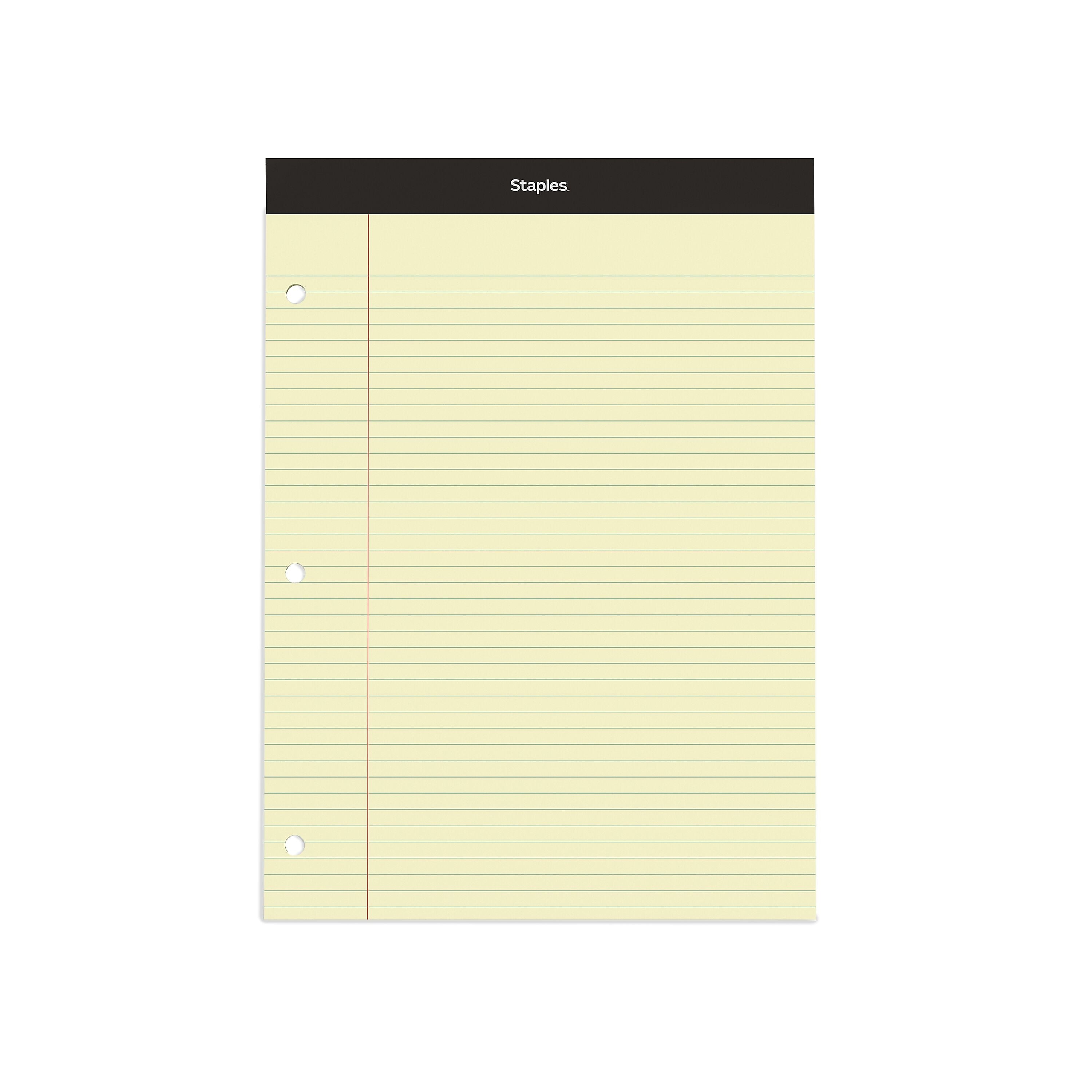 Staples Notepad, 8.5" x 11.75", Narrow Ruled, Canary, 100 Sheets/Pad, Each