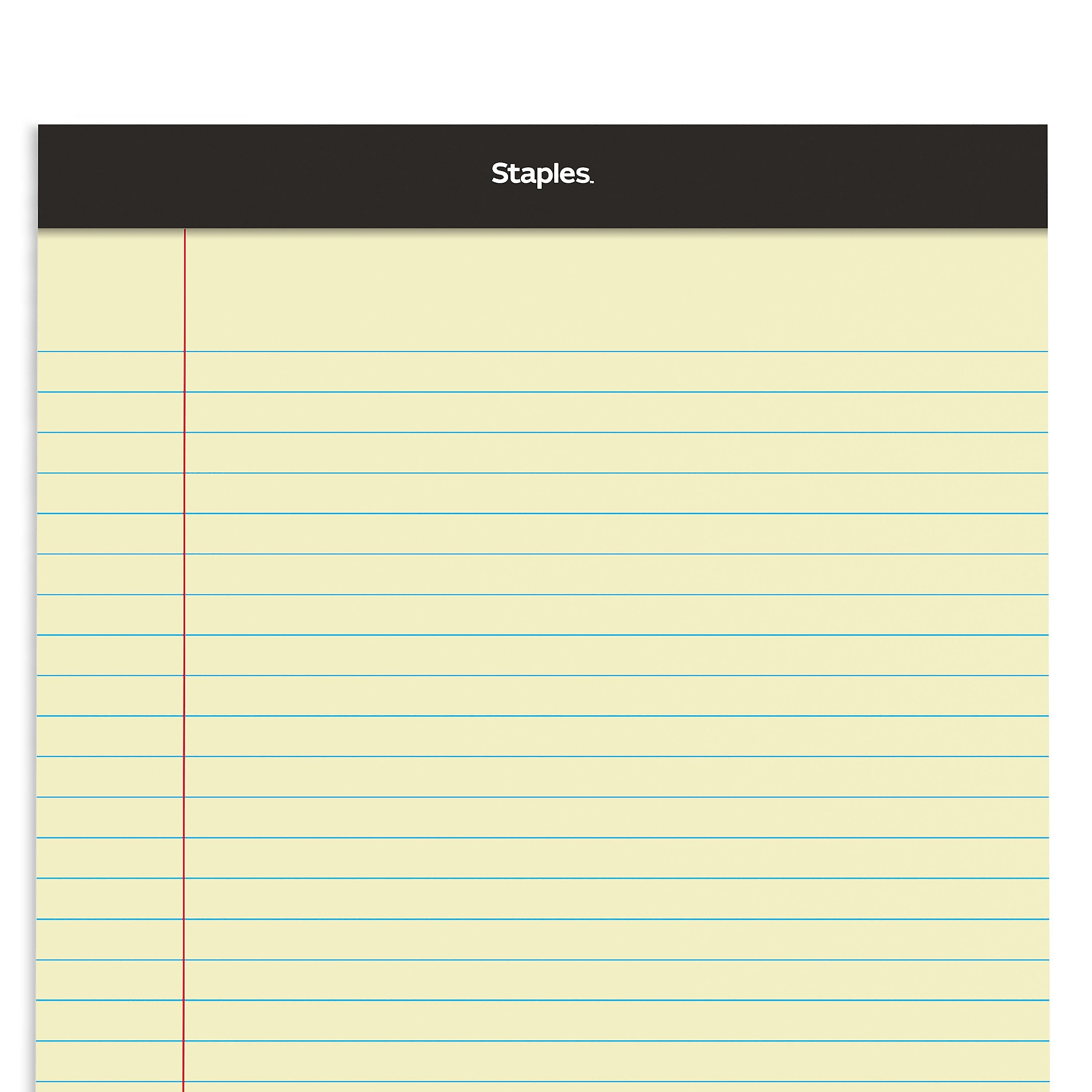 Staples Notepad, 8.5" x 11.75", Wide Ruled, Canary, 50 Sheets/Pad, Dozen Pads/Pack