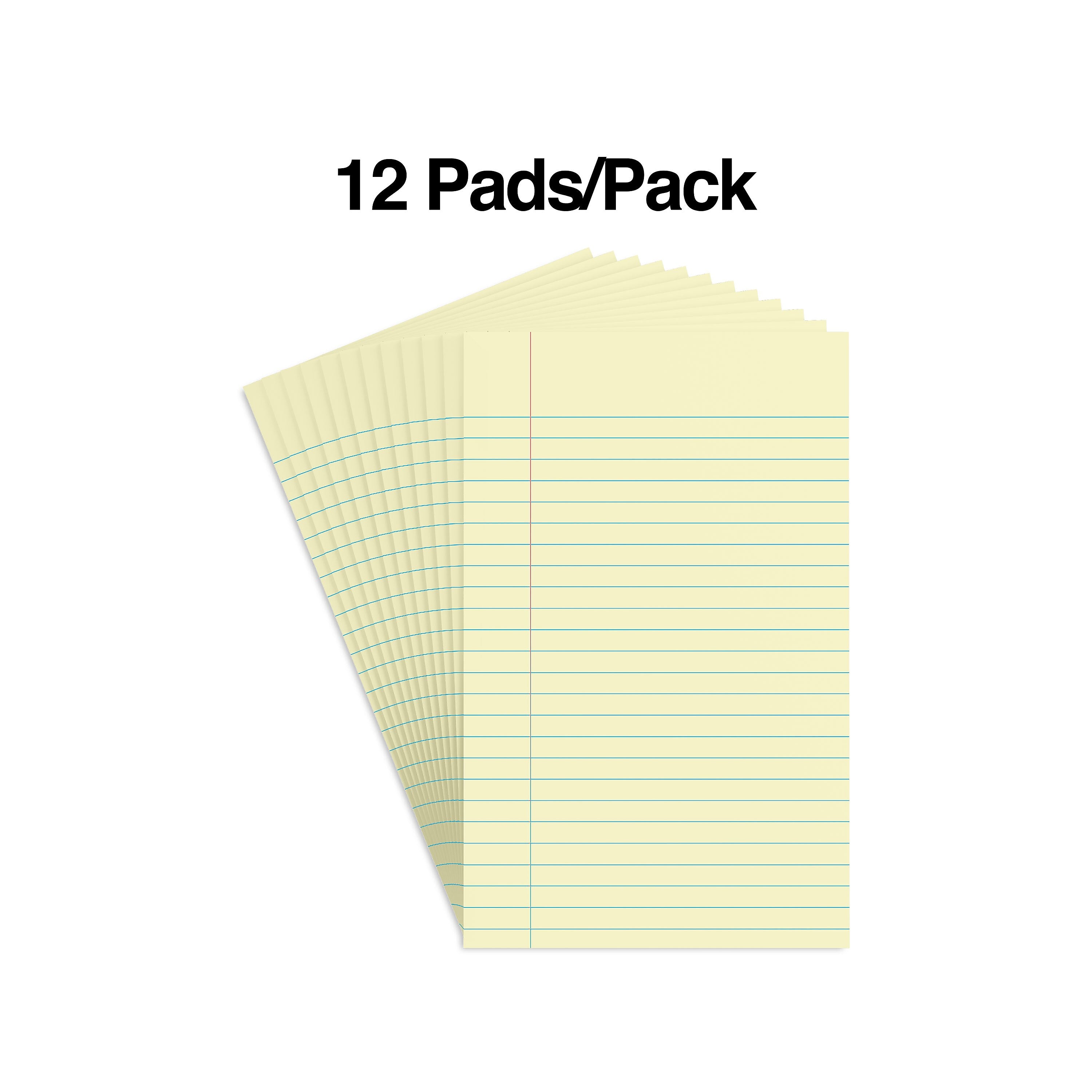 Staples® Notepads, 5" x 8", Narrow Ruled, Canary, 50 Sheets/Pad, 12 Pads/Pack