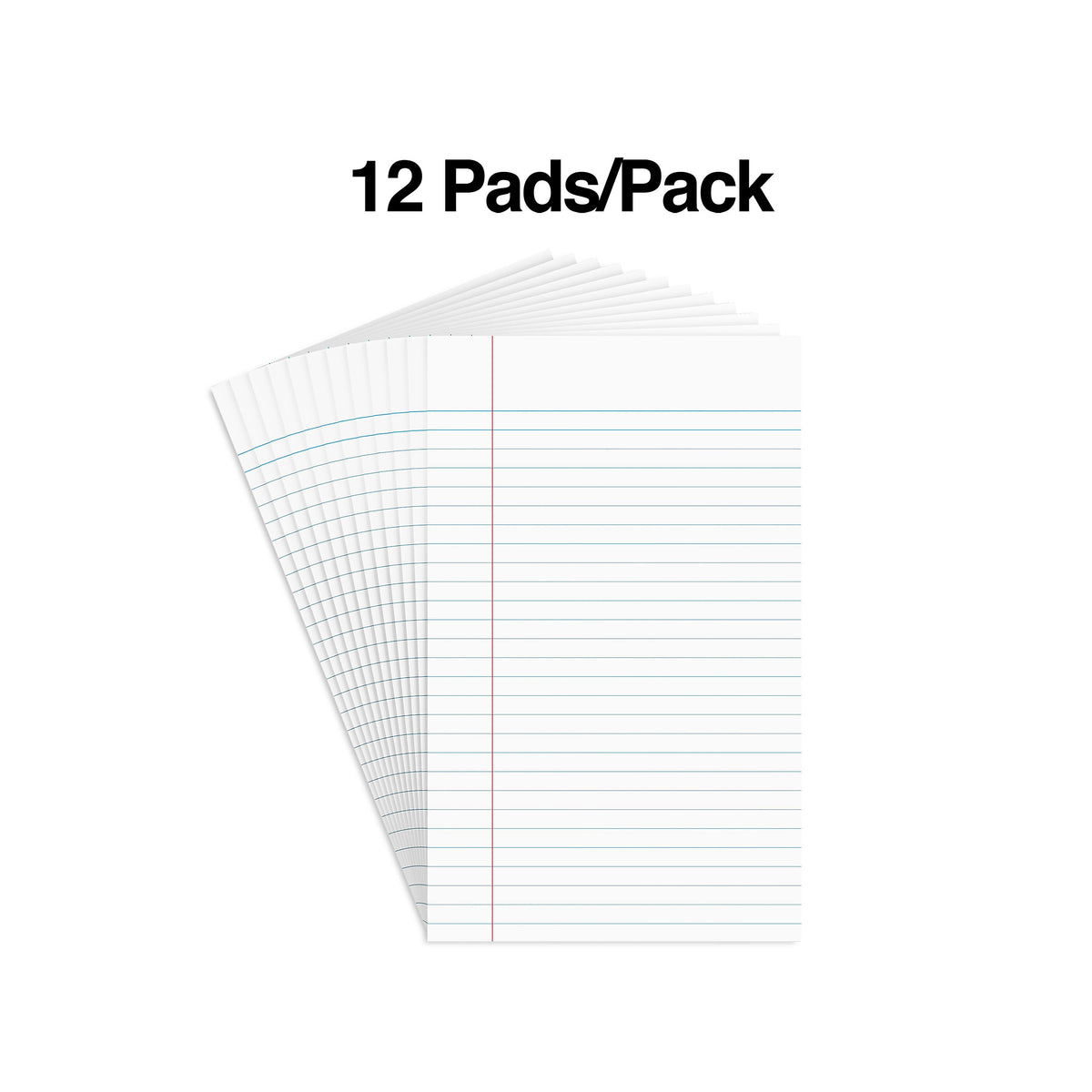 Staples Notepads, 5" x 8", Narrow Ruled, White, 50 Sheets/Pad, Dozen Pads/Pack