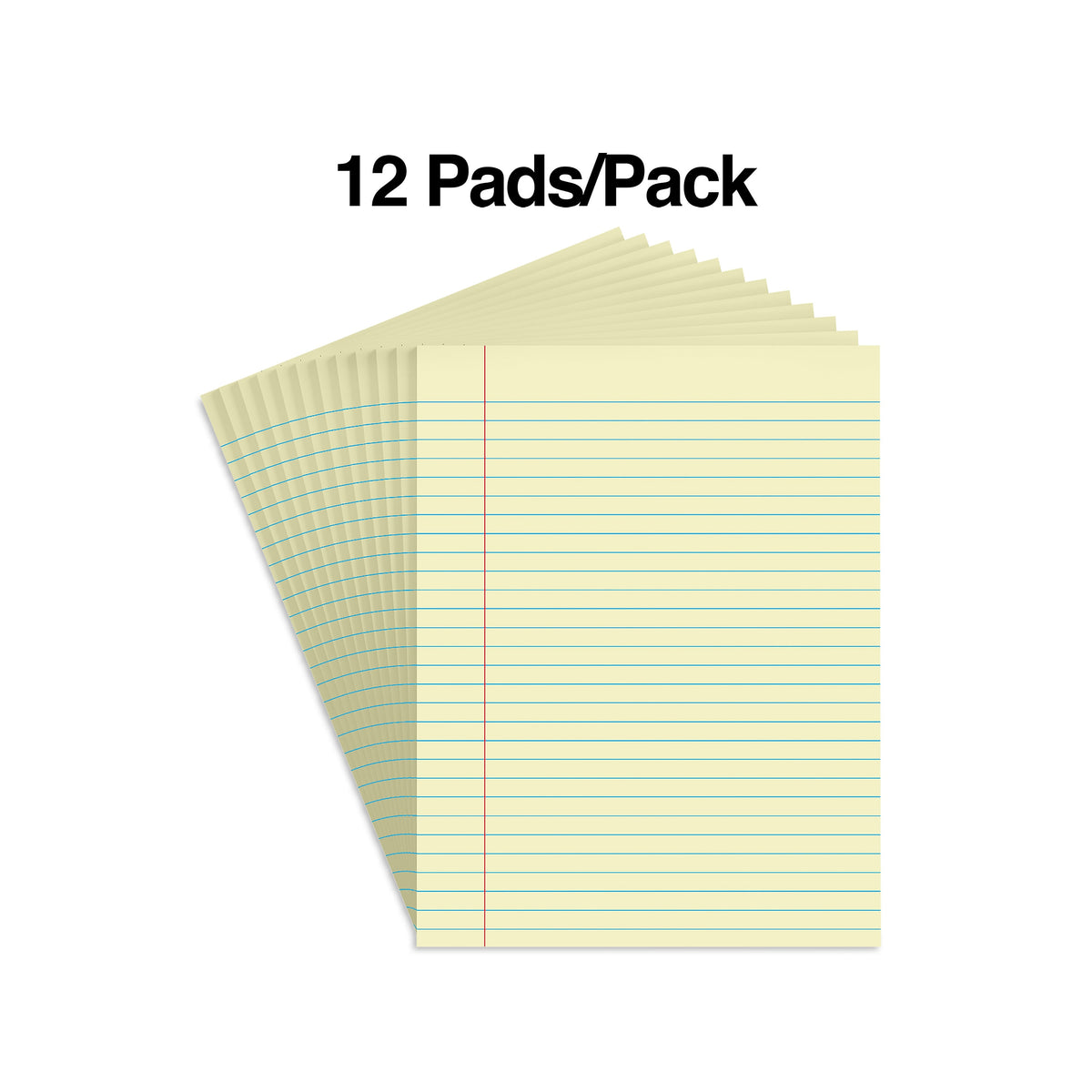 Staples Notepads, 8.5" x 11", Wide Ruled, Canary, 50 Sheets/Pad, Dozen Pads/Pack