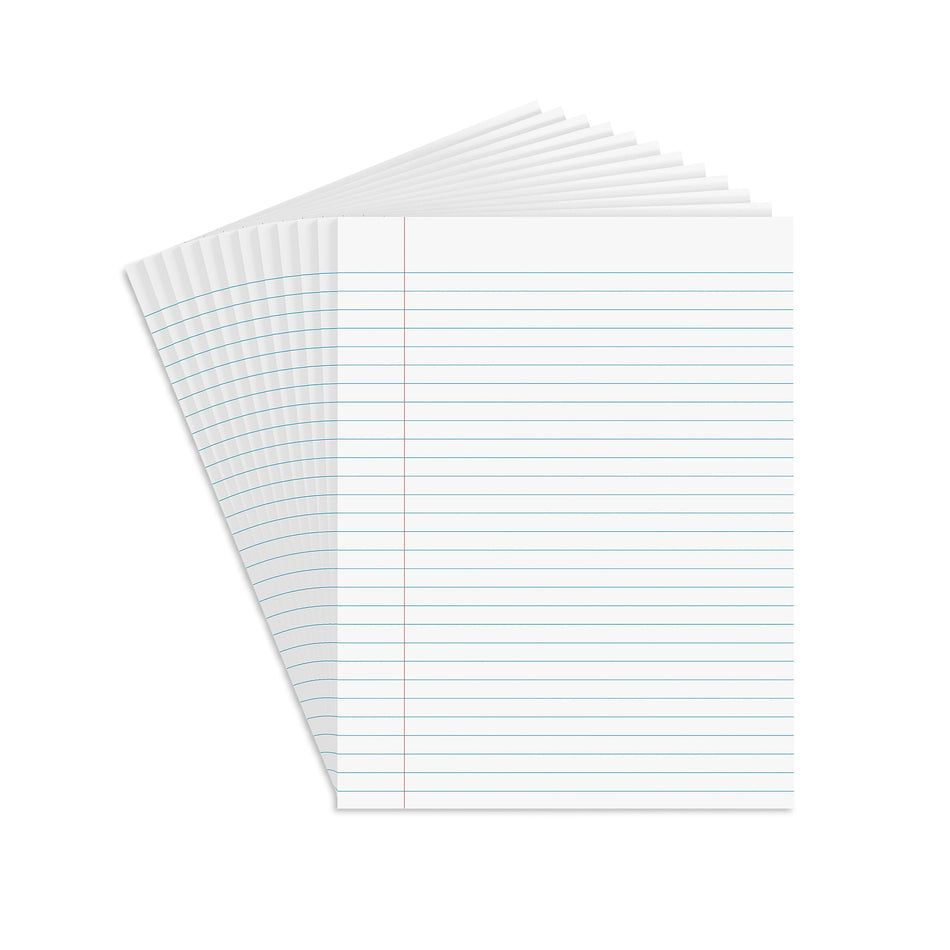 Staples Notepads, 8.5" x 11" , Wide Ruled, White, 50 Sheets/Pad, Dozen Pads/Pack