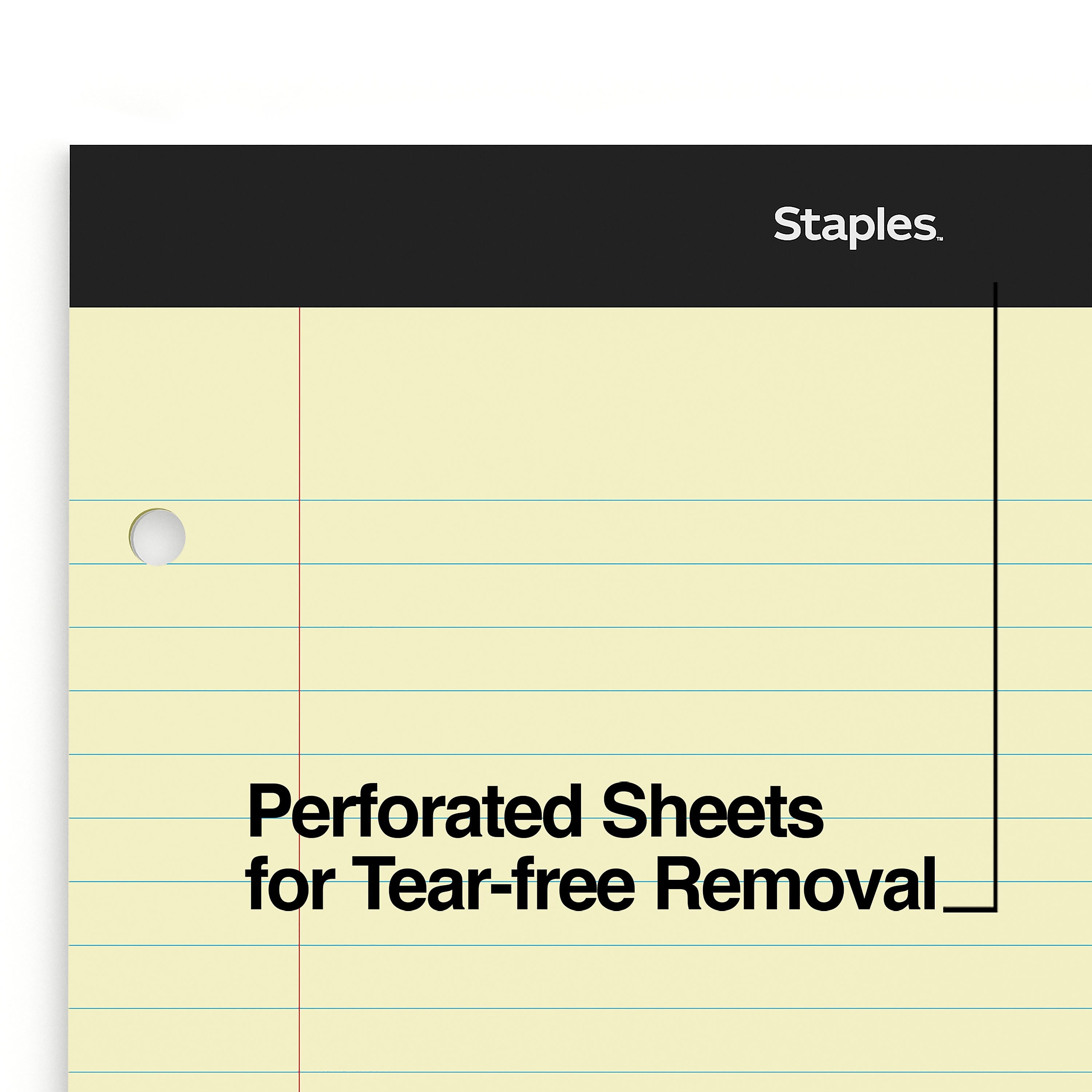 Staples Notepads, 8.5" x 11.75", Wide Ruled, Canary, 100 Sheets/Pad, 6 Pads/Pack