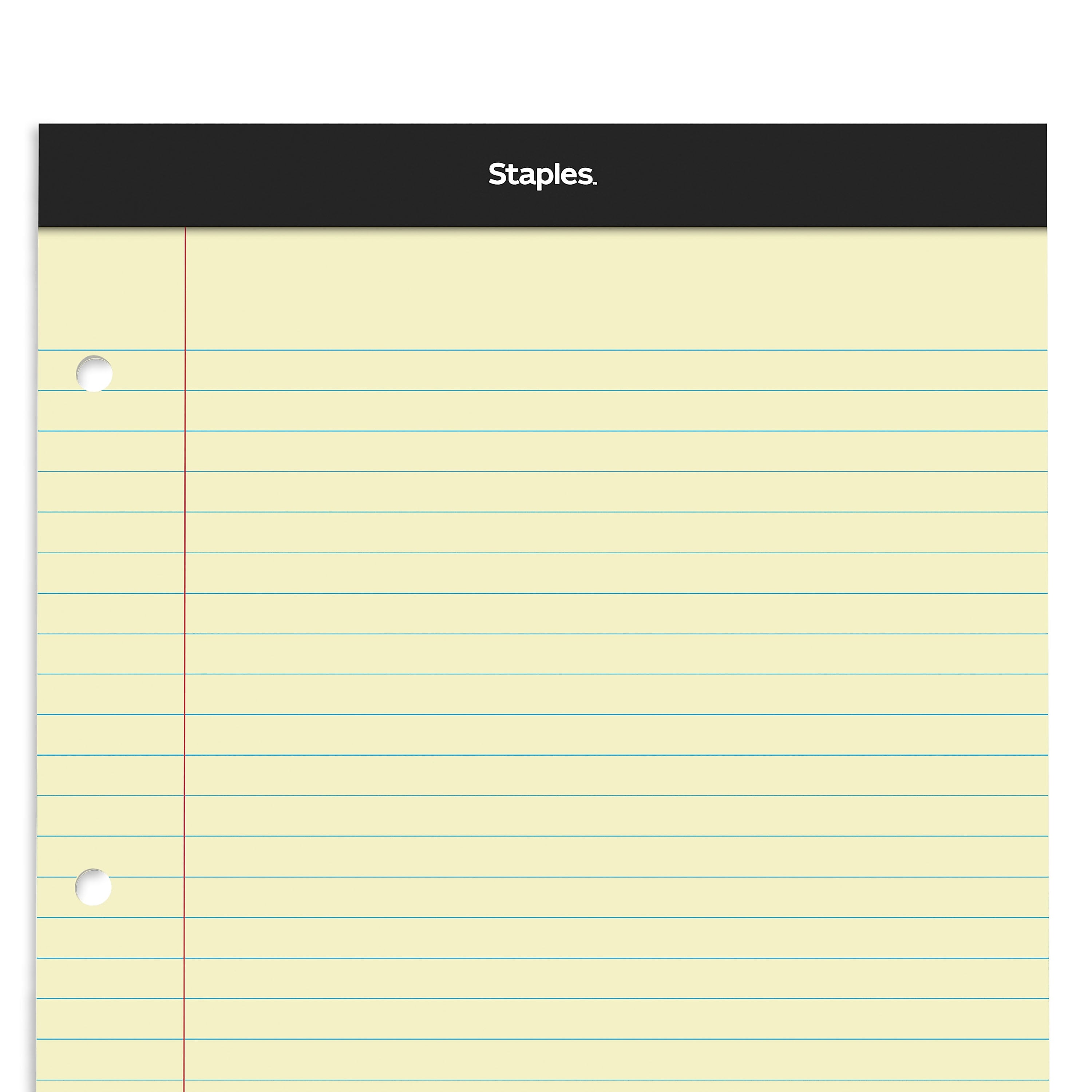 Staples Notepads, 8.5" x 11.75", Wide Ruled, Canary, 100 Sheets/Pad, 6 Pads/Pack